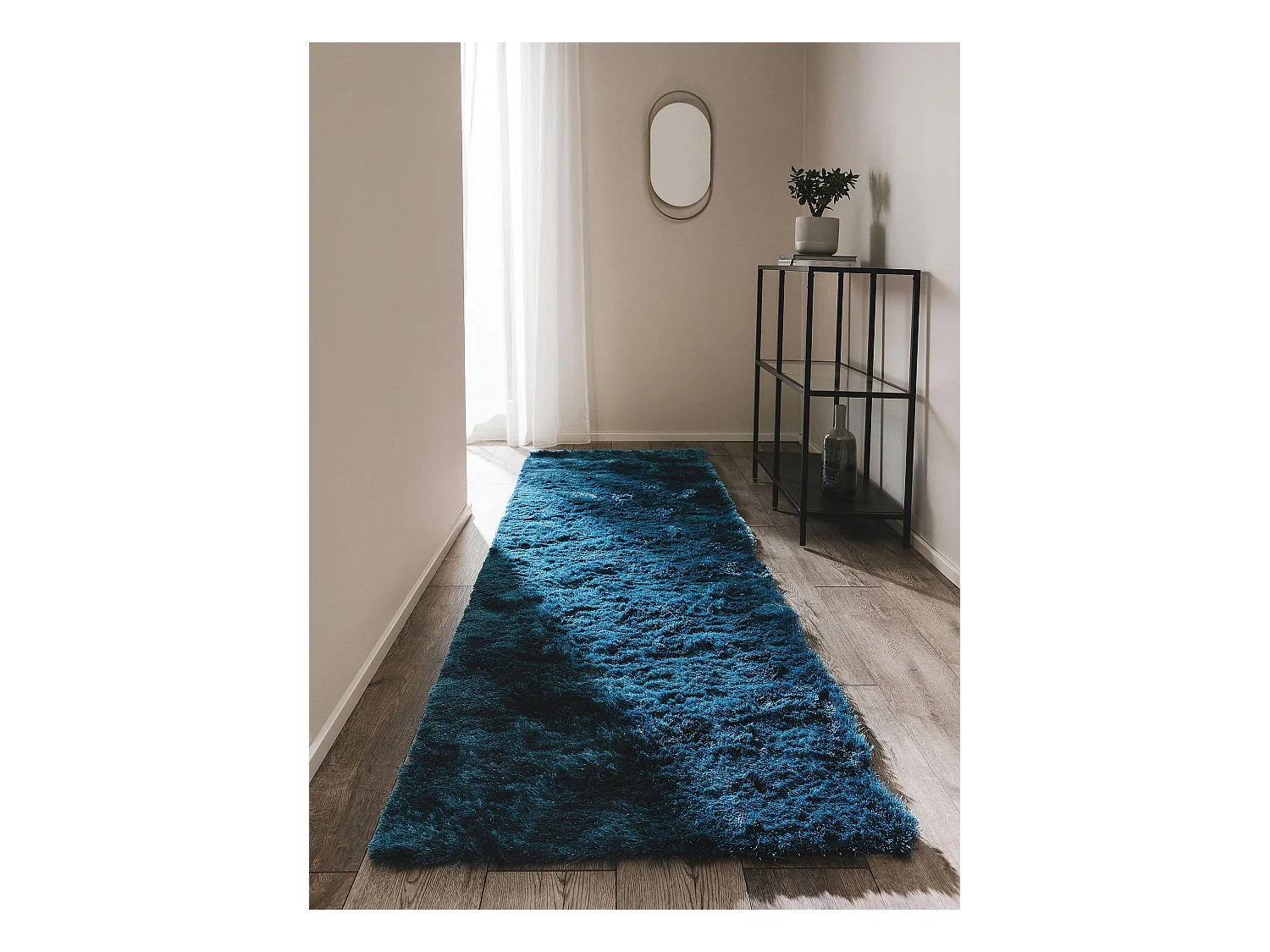 Tapis à poils longs Whisper Bleu 80x300 cm