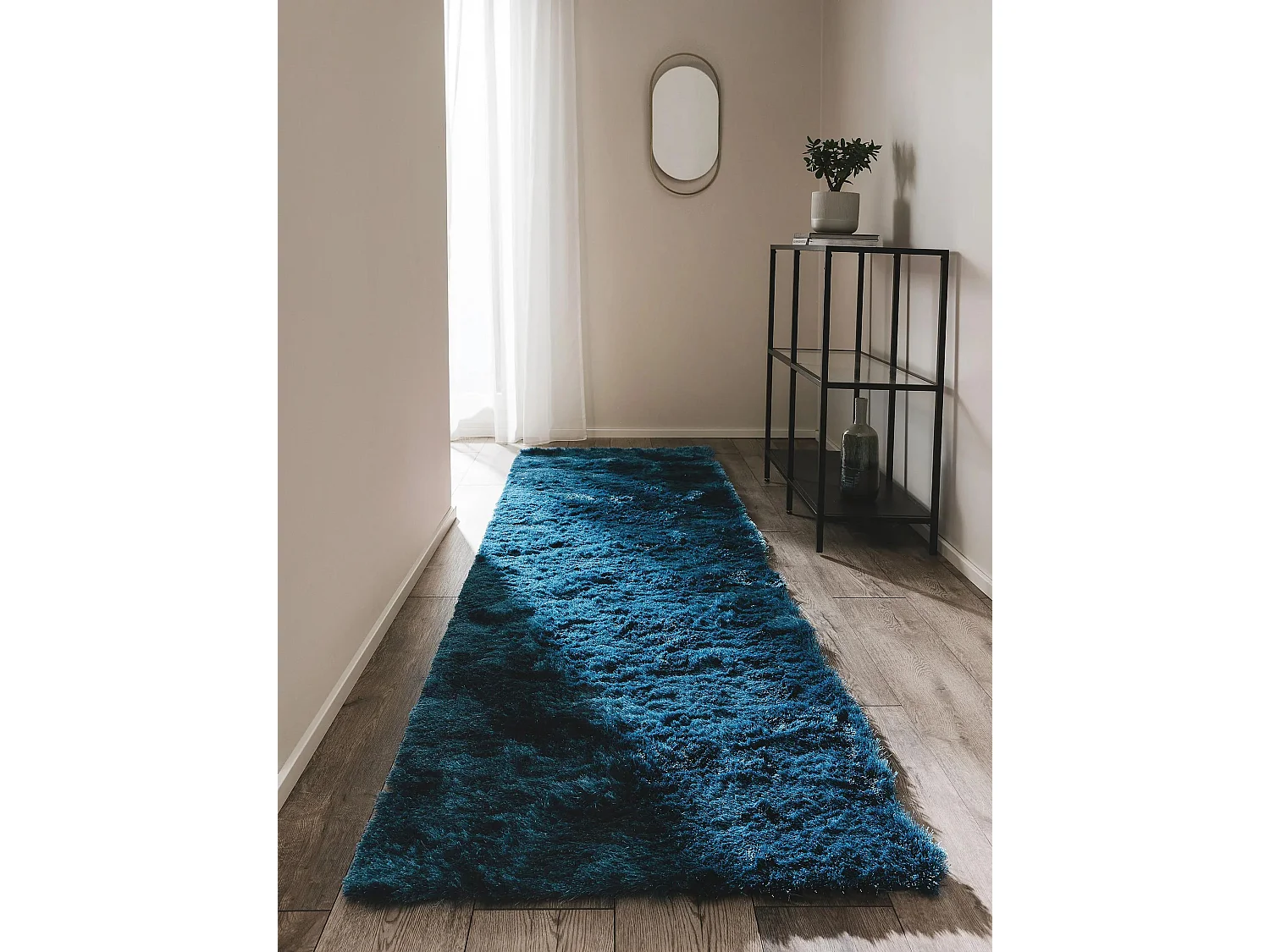 Tapis à poils longs Whisper Bleu 80x300 cm