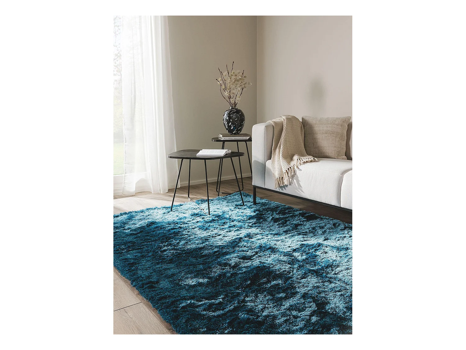 Tapis à poils longs Whisper Bleu 120x170 cm