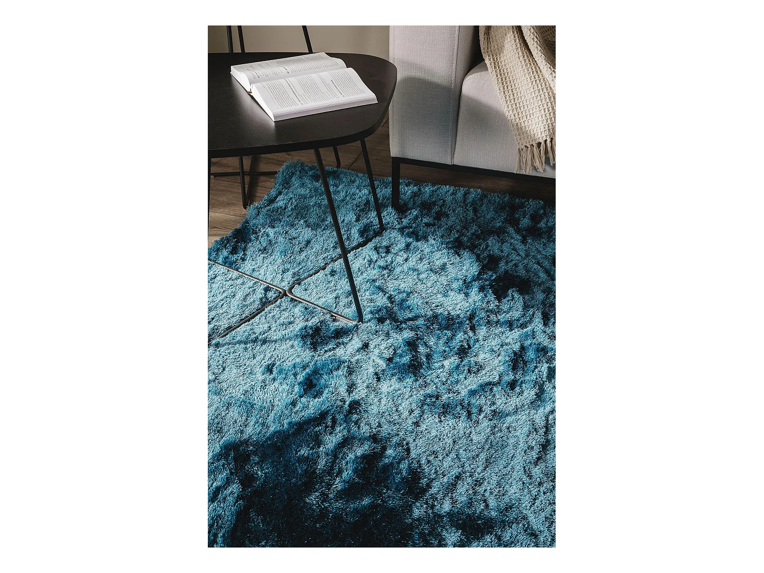 Tapis à poils longs Whisper Bleu 120x170 cm