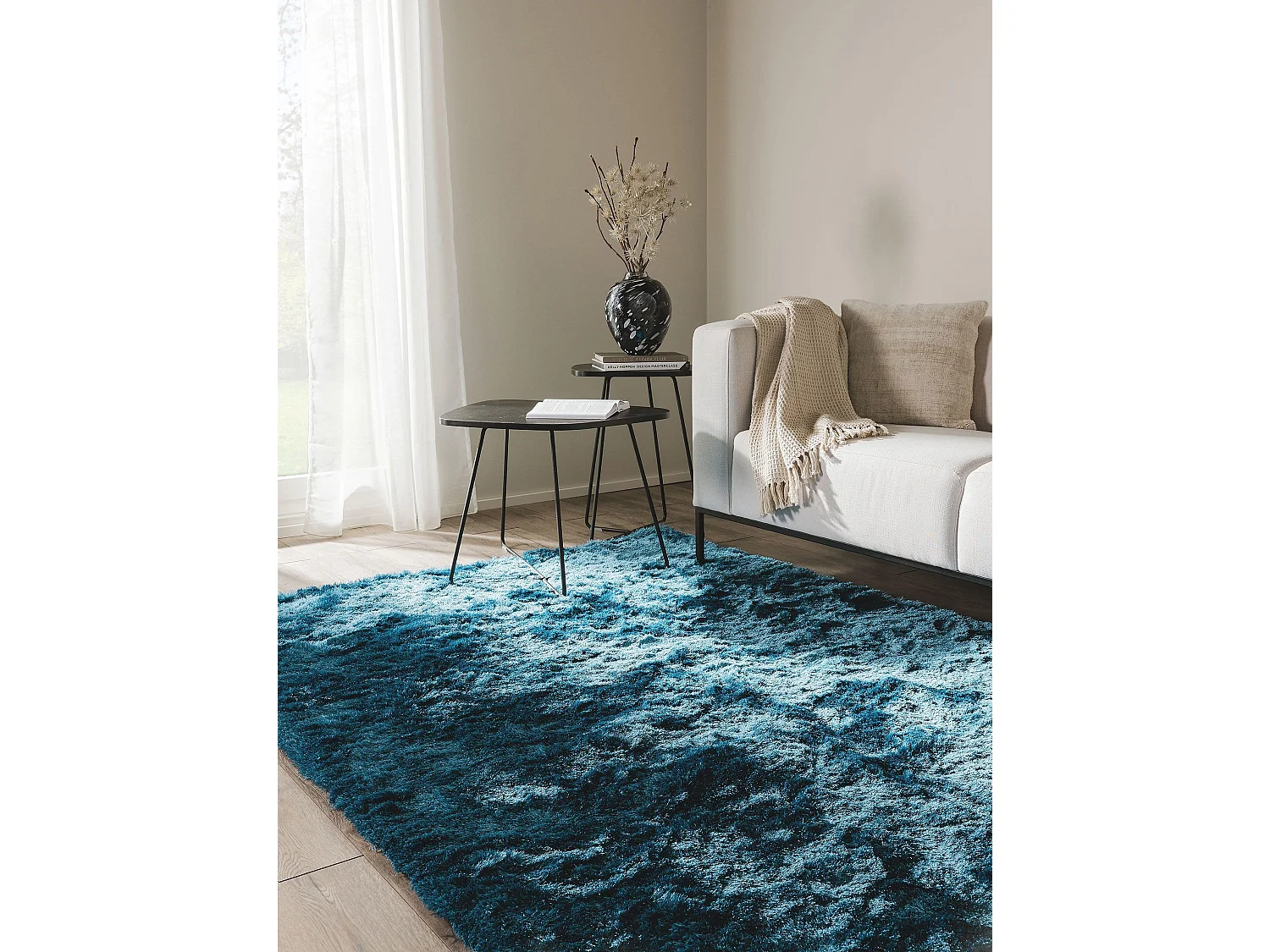 Tapis à poils longs Whisper Bleu 200x290 cm