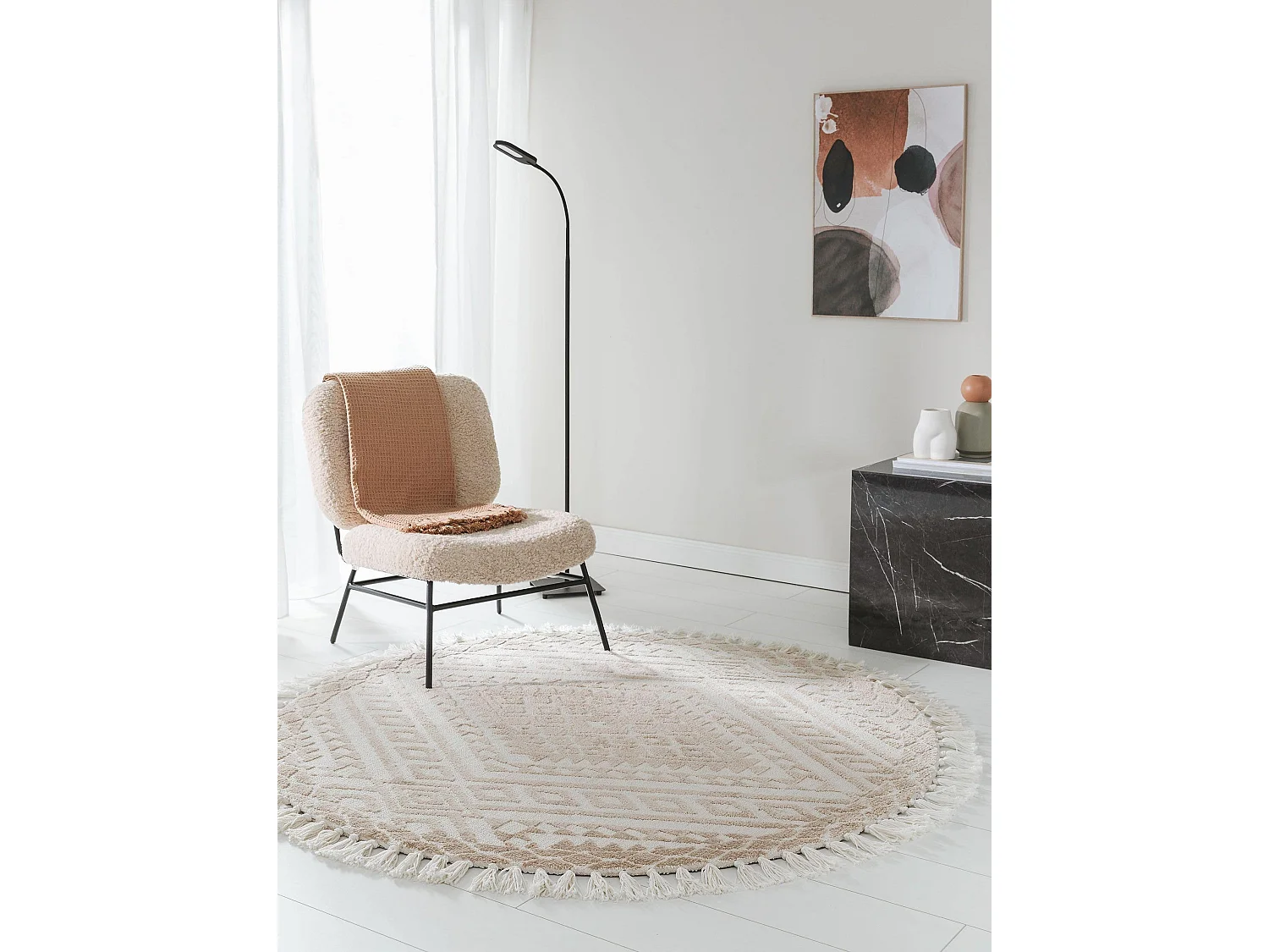 Tapis rond Elias Beige ø 150 cm rond