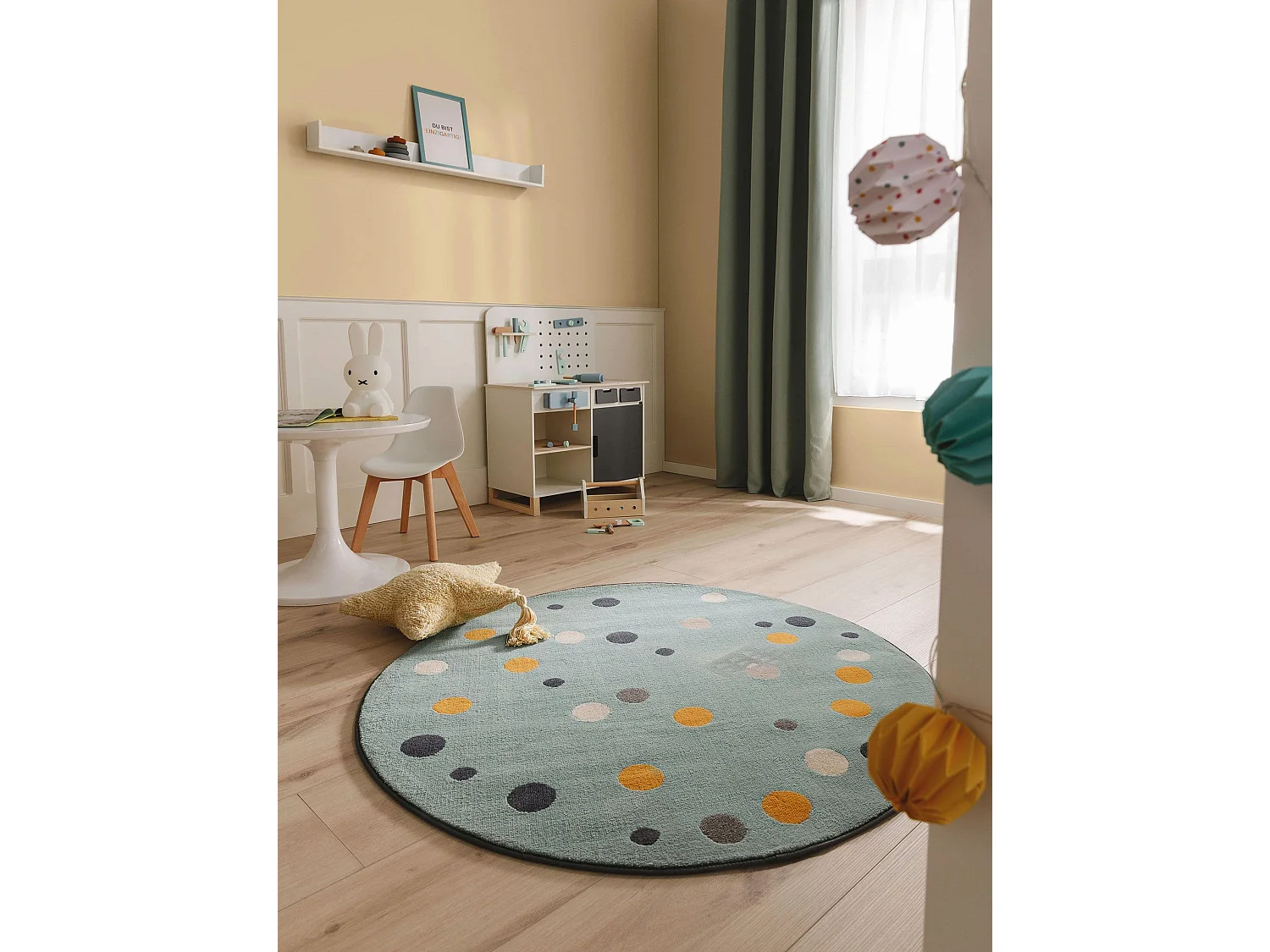 Tapis enfant Juno Multicouleur/Bleu ø 120 cm rond