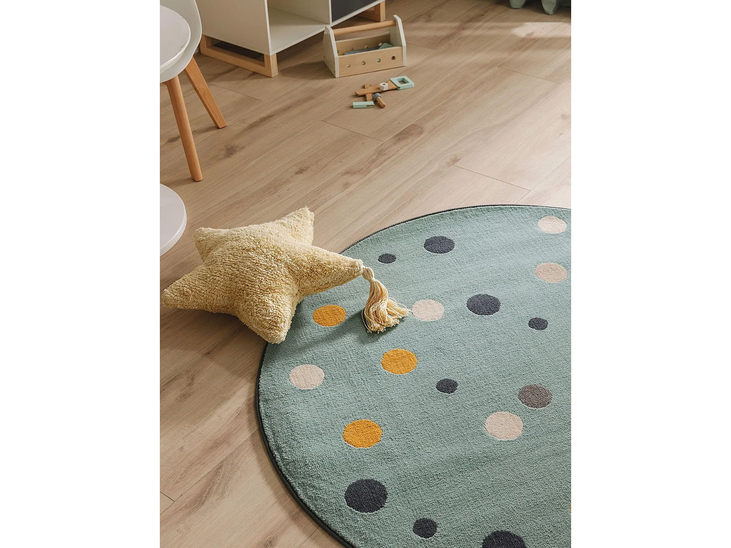 Tapis enfant Juno Multicouleur/Bleu ø 120 cm rond