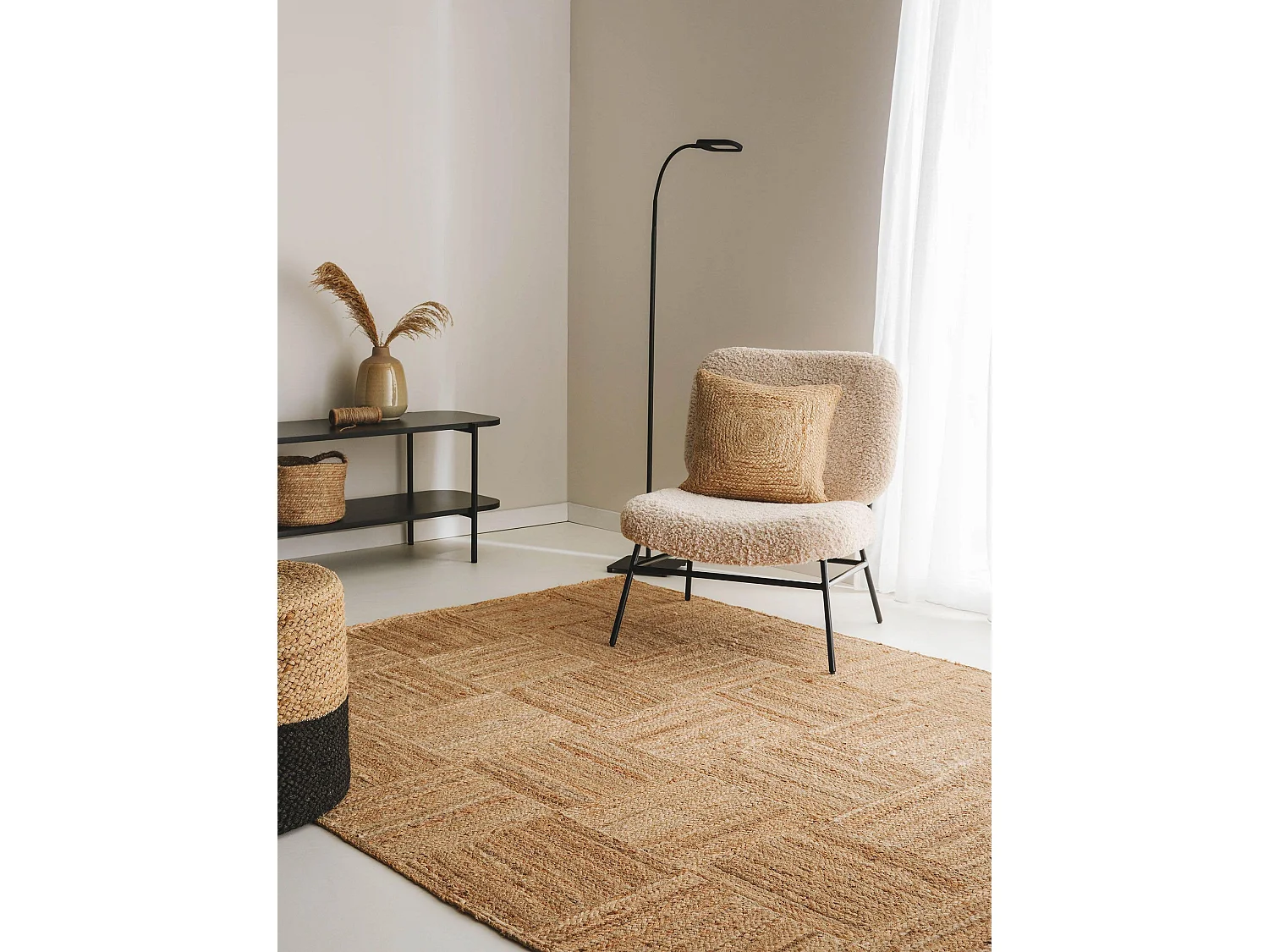 Tapis de jute Jutta Marron clair 60x100 cm