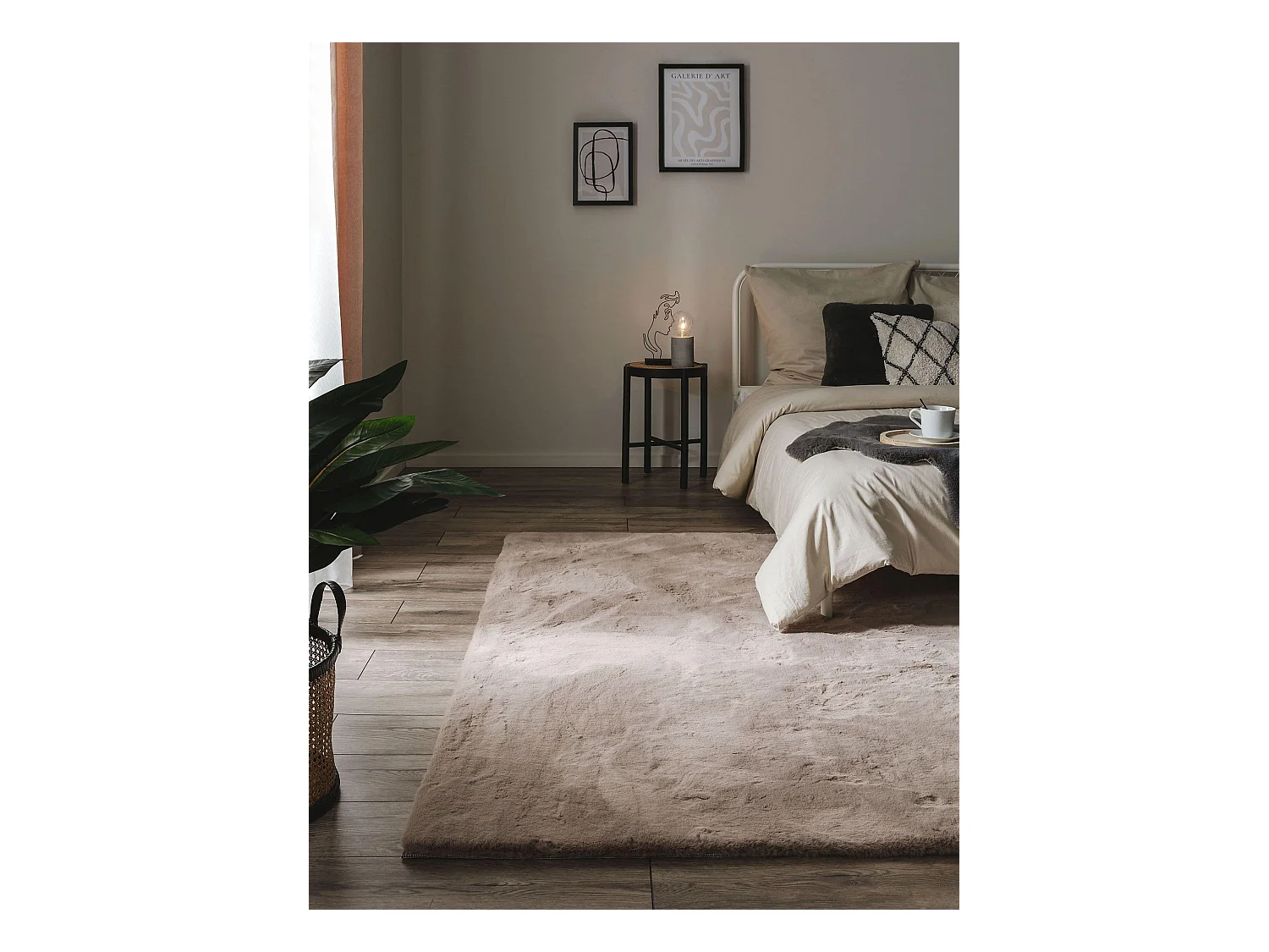 Tapis de fourrure Dave Taupe 120x170 cm