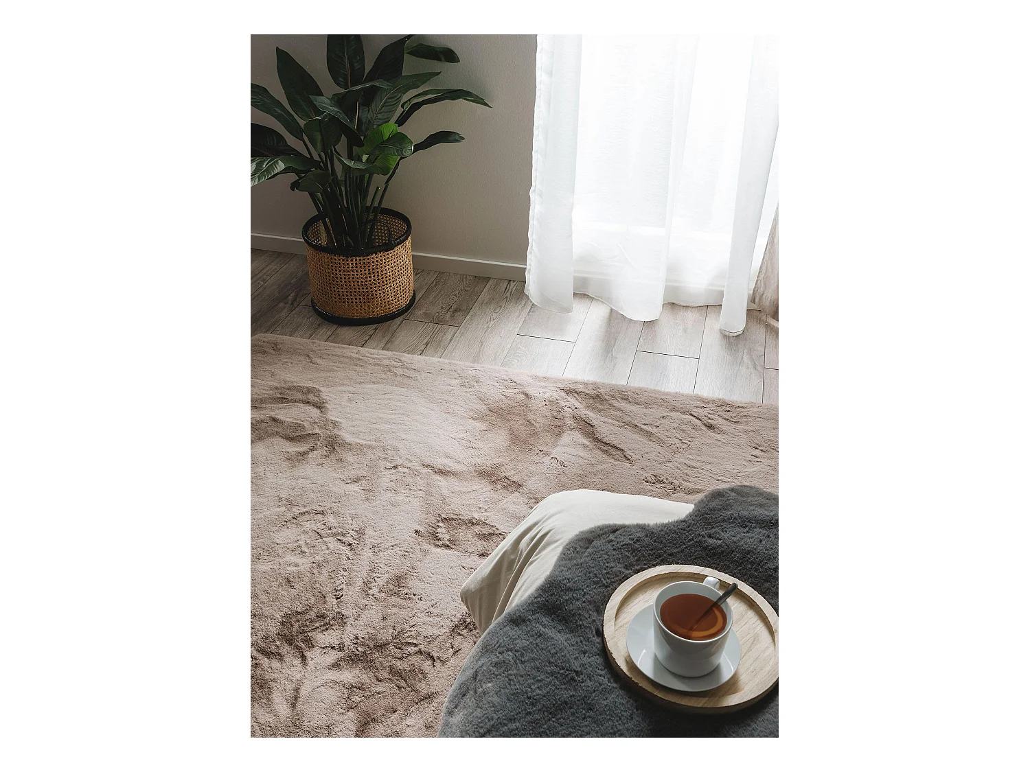 Tapis de fourrure Dave Taupe 120x170 cm