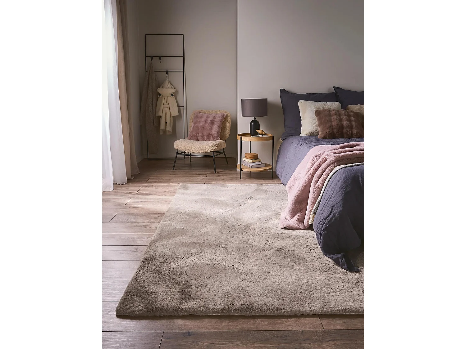 Tapis de fourrure Dave Taupe 120x170 cm