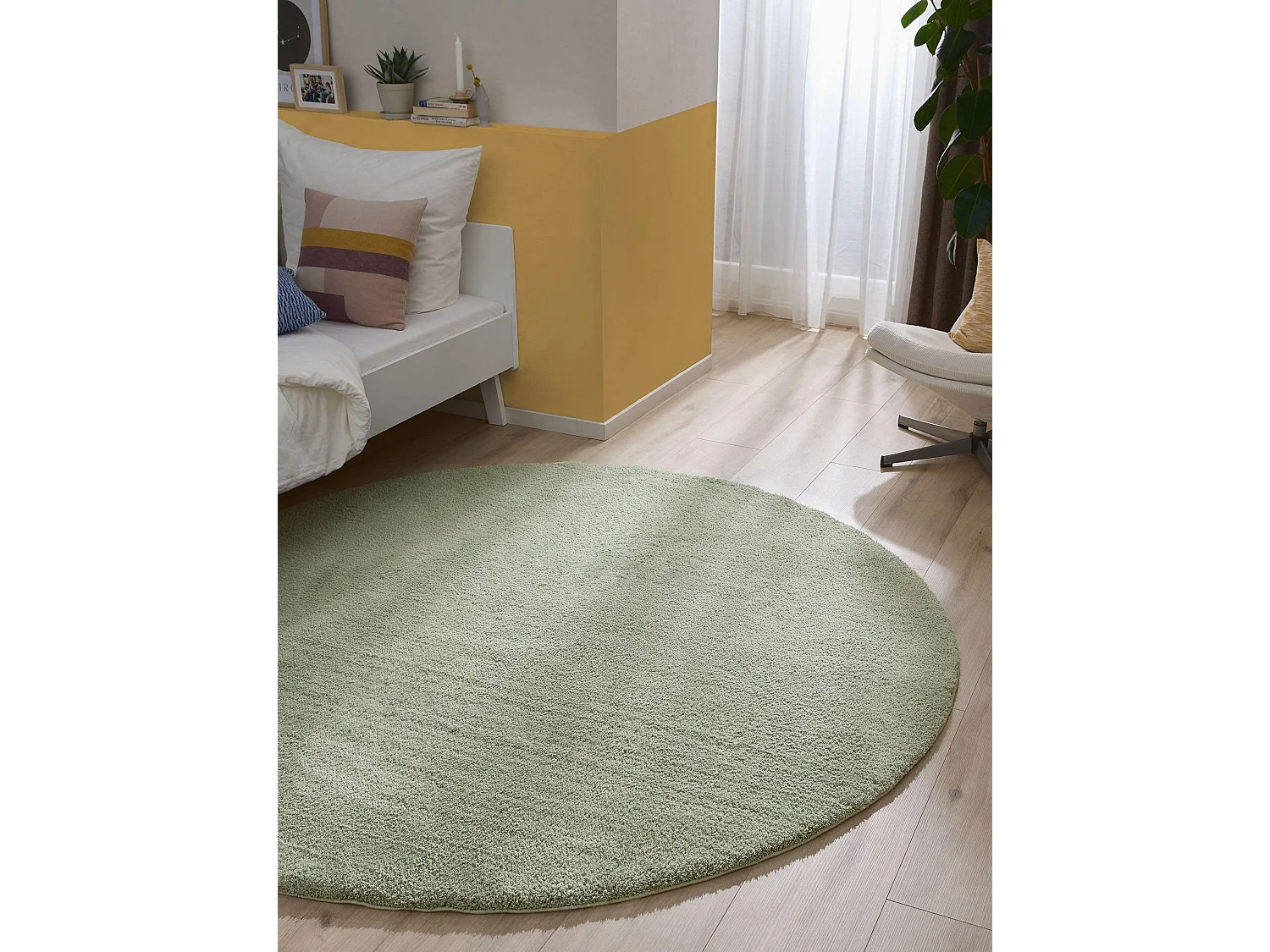 Tapis à poils longs rond Soda Vert clair ø 160 cm rond