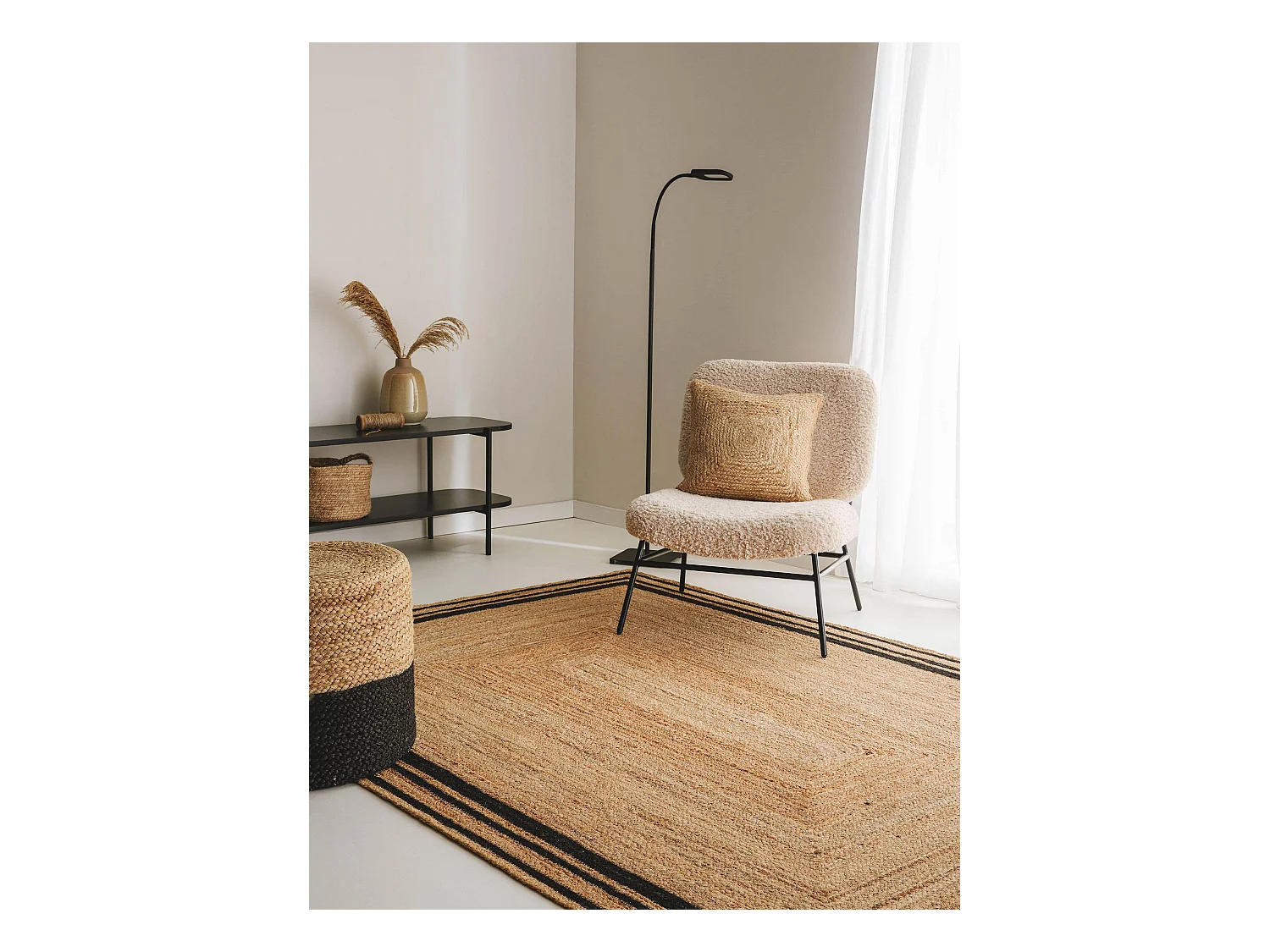 Tapis de jute Jutta Noir 120x170 cm