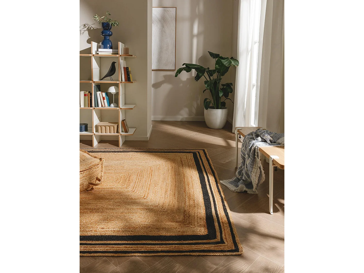 Tapis de jute Jutta Noir 120x170 cm