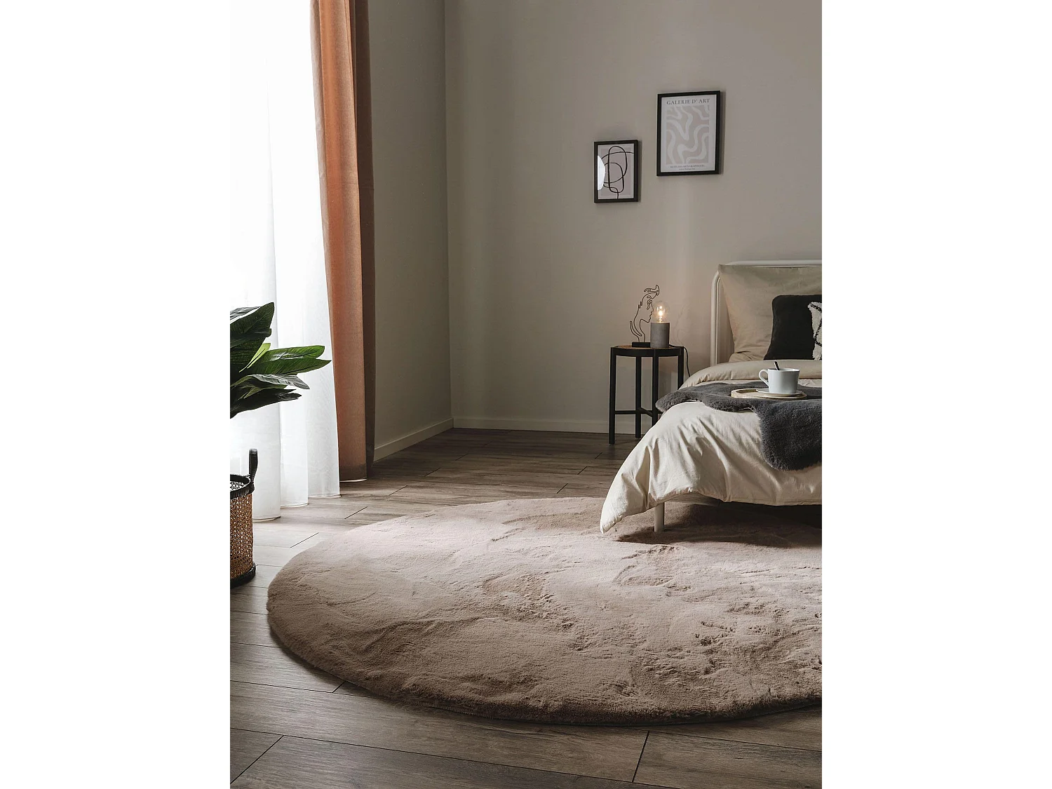 Tapis de fourrure Dave Taupe ø 120 cm rond