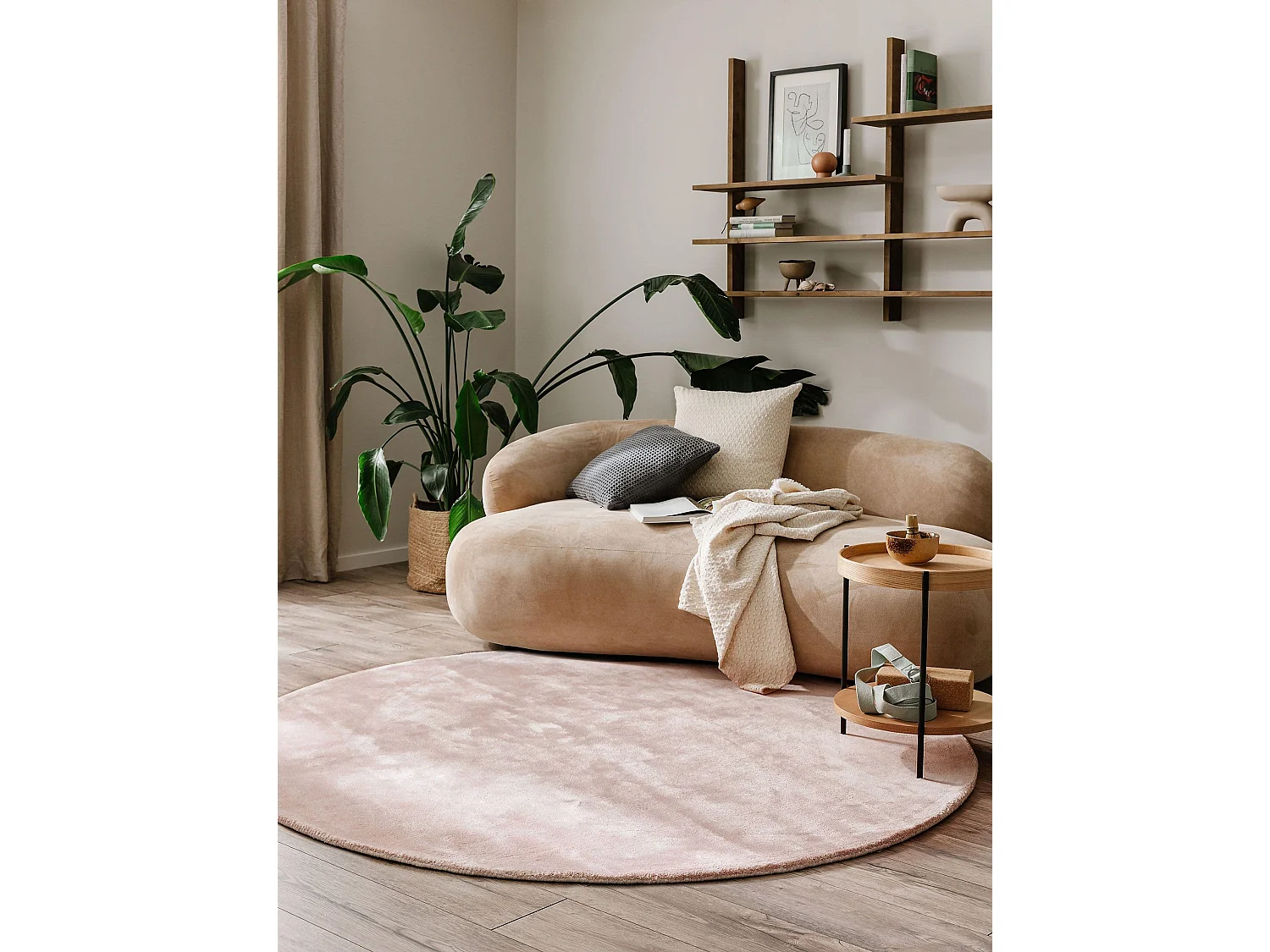 Tapis en viscose Rond Nela Rose ø 160 cm rond