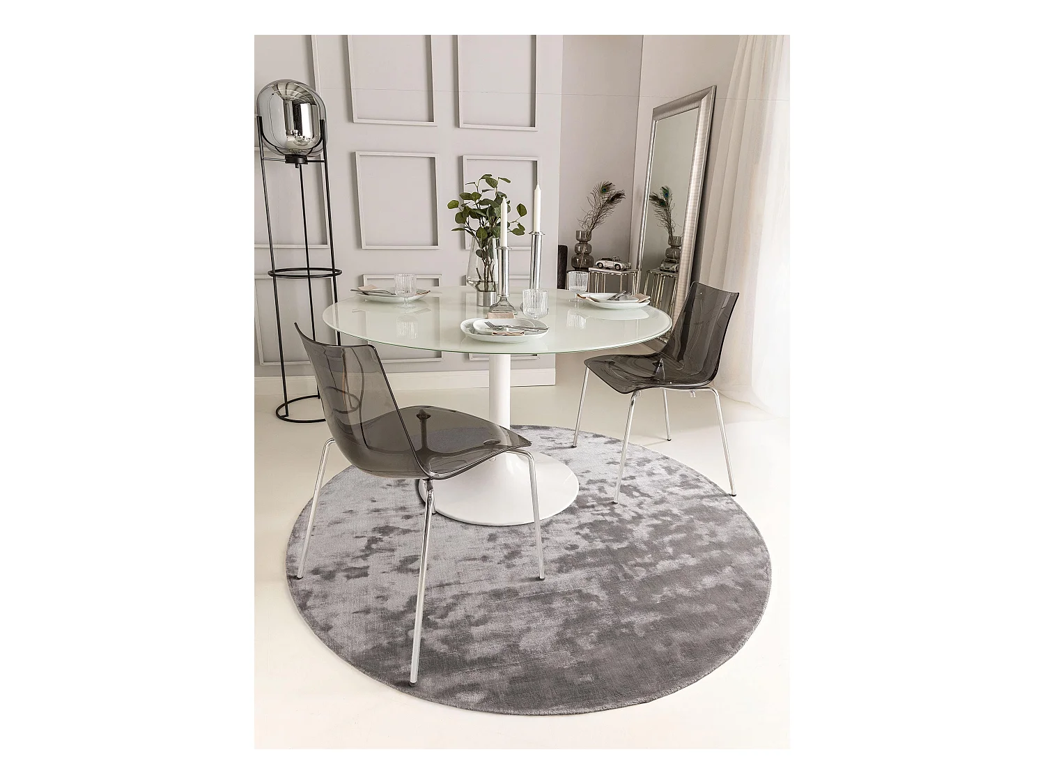 Tapis en viscose Rond Nela Gris ø 120 cm rond