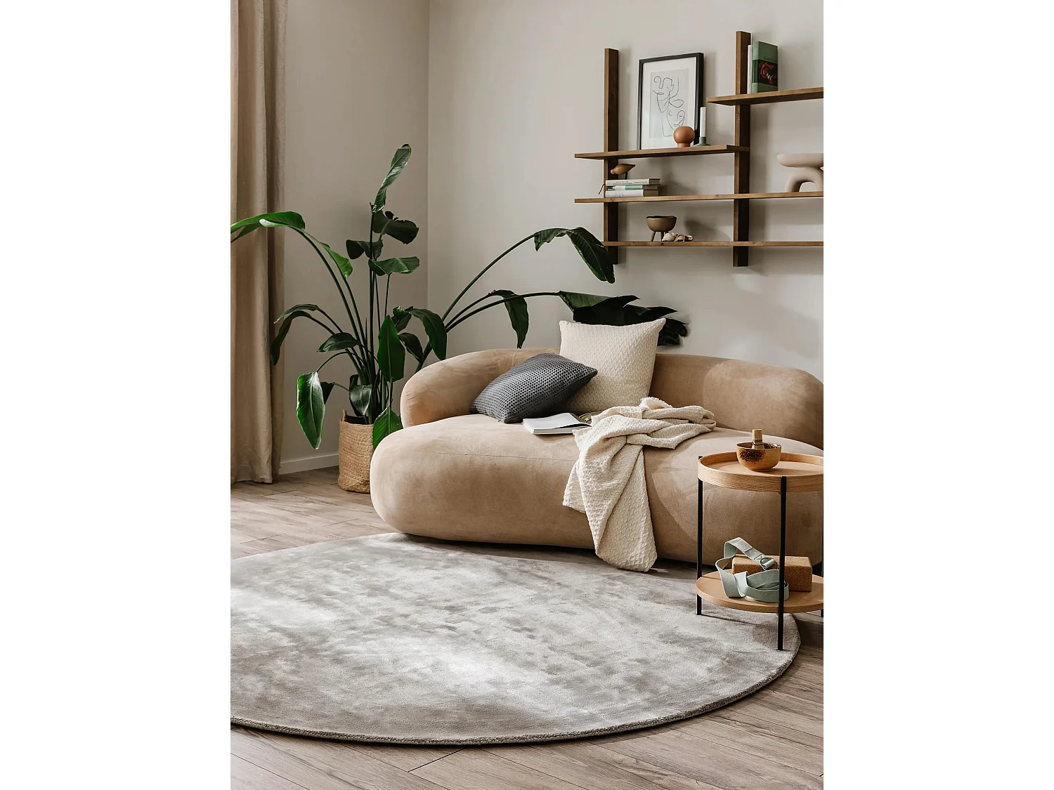 Tapis en viscose Rond Nela Gris ø 120 cm rond
