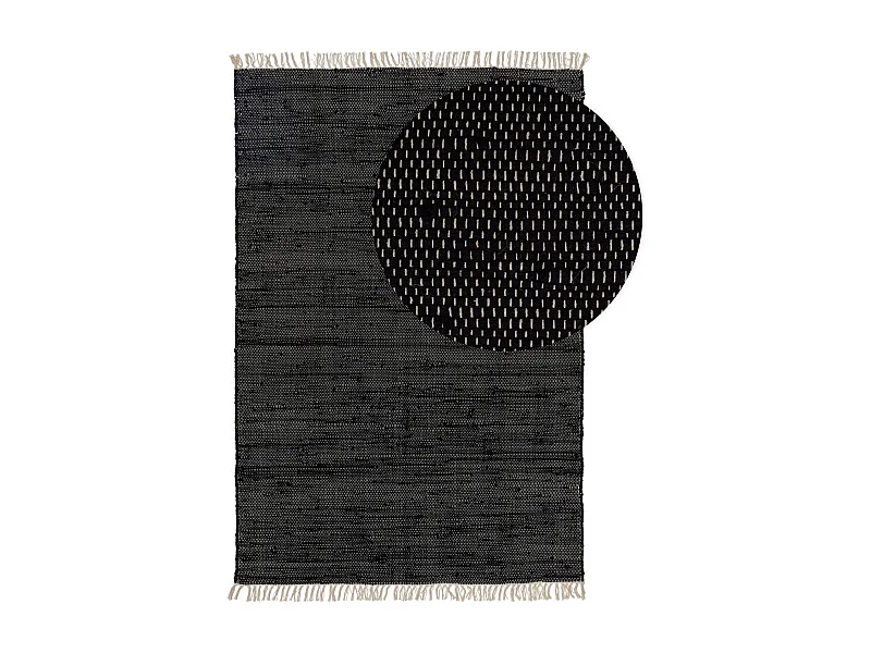 Tapis fabriqué à partir de matériaux recyclés Tom Noir 80x150 cm