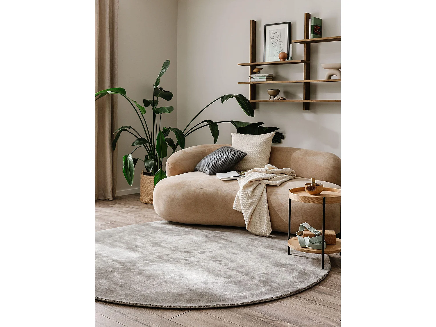 Tapis en viscose Rond Nela Gris ø 200 cm rond