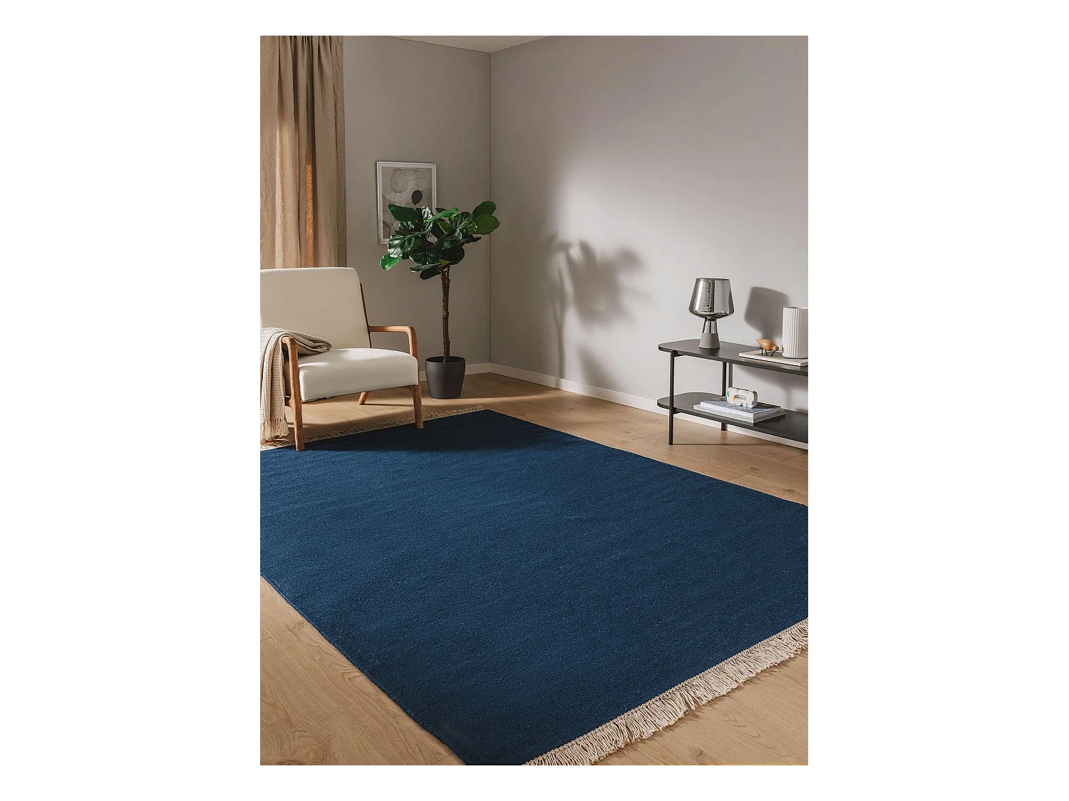 Tapis de laine Liv Bleu foncé 80x150 cm