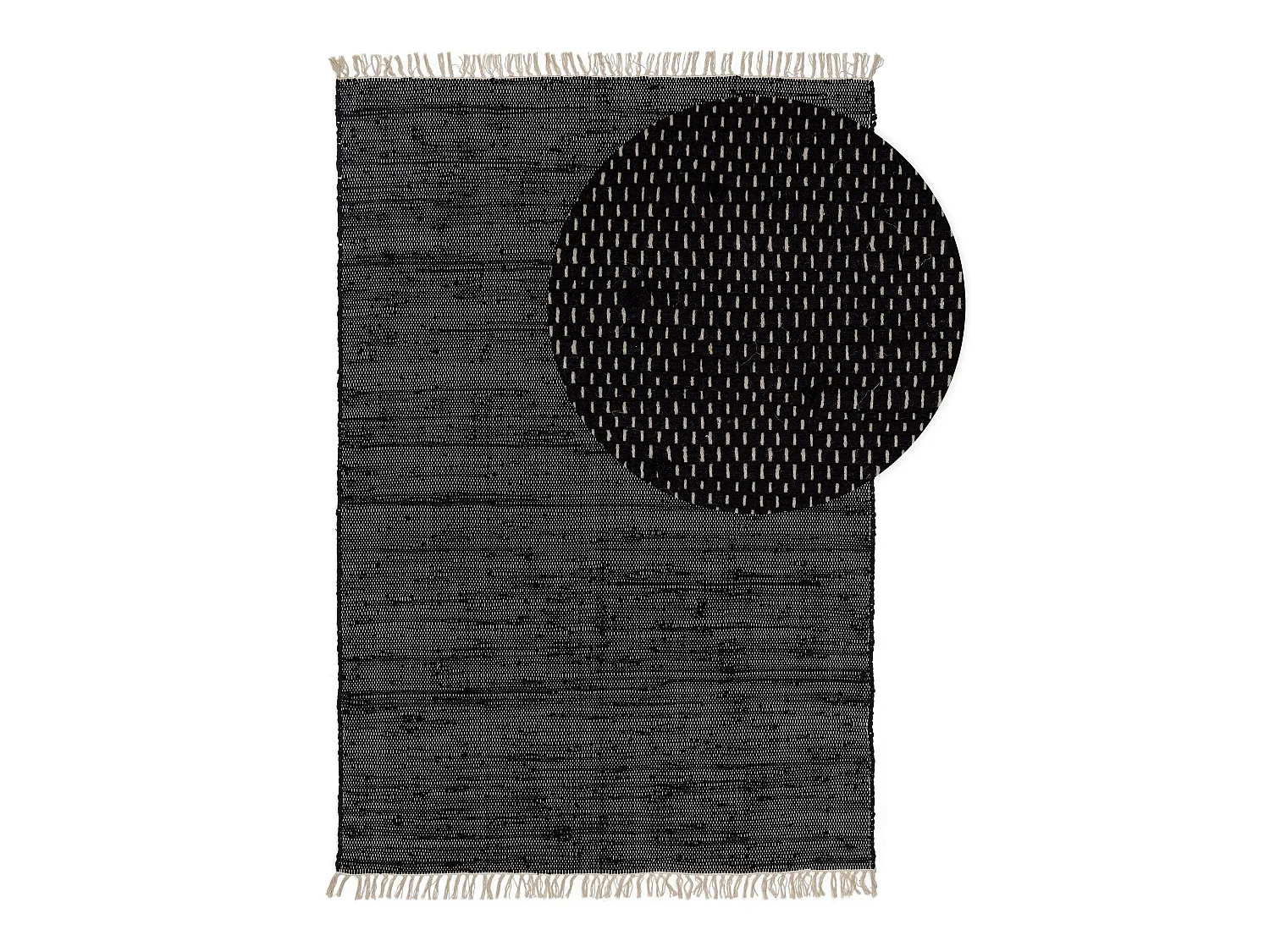 Tapis fabriqué à partir de matériaux recyclés Tom Noir 70x120 cm