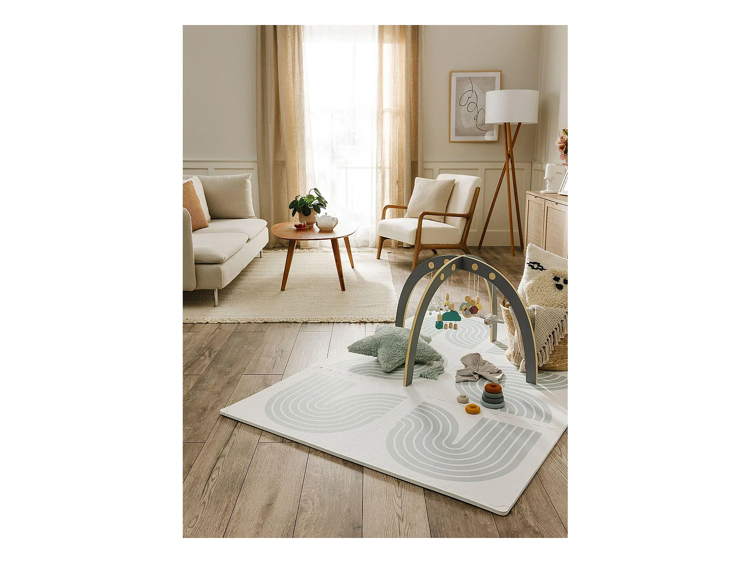 Tapis de jeu Archie Crème/Gris 120x180 cm