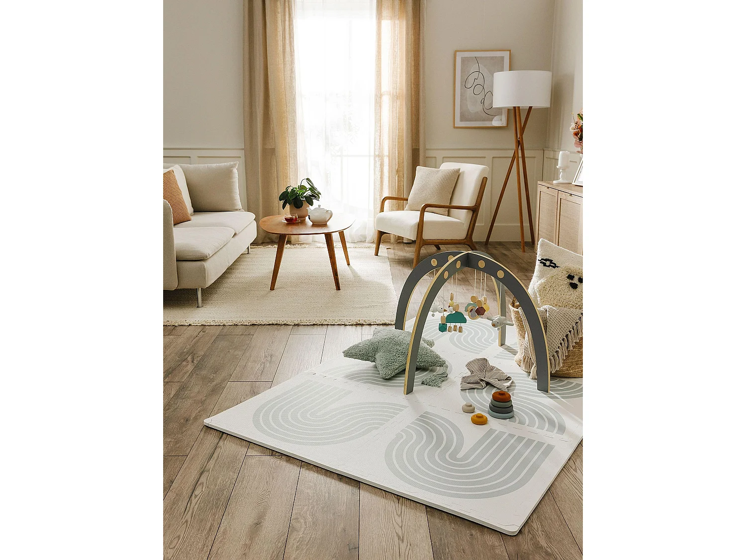 Tapis de jeu Archie Crème/Gris 120x180 cm