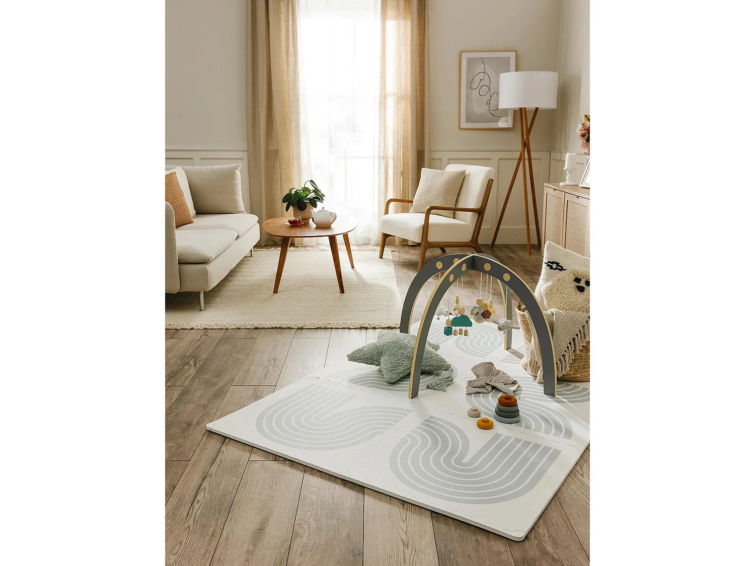 Tapis de jeu Archie Crème/Gris 120x180 cm
