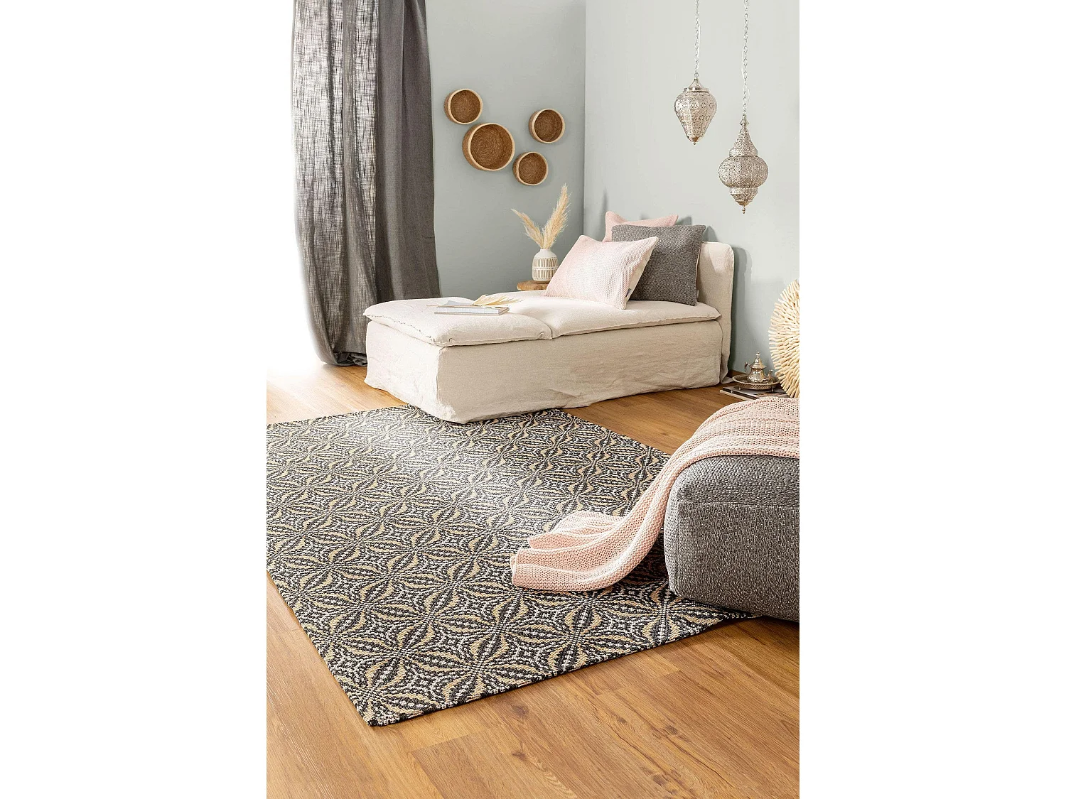 Tapis en coton lavable Cooper Noir 150x230 cm