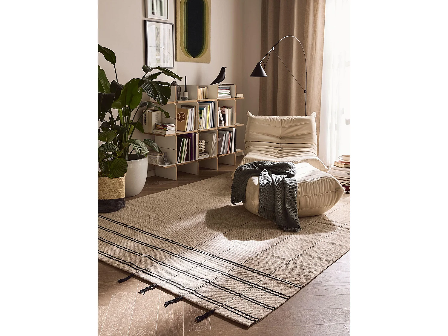 Tapis de laine Kambiz Beige/Noir 160x230 cm