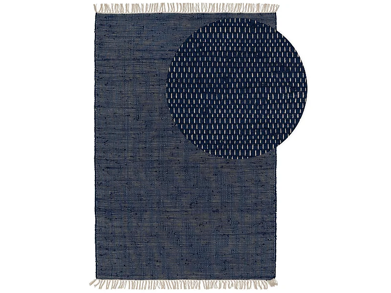 Tapis fabriqué à partir de matériaux recyclés Tom Bleu foncé 70x120 cm