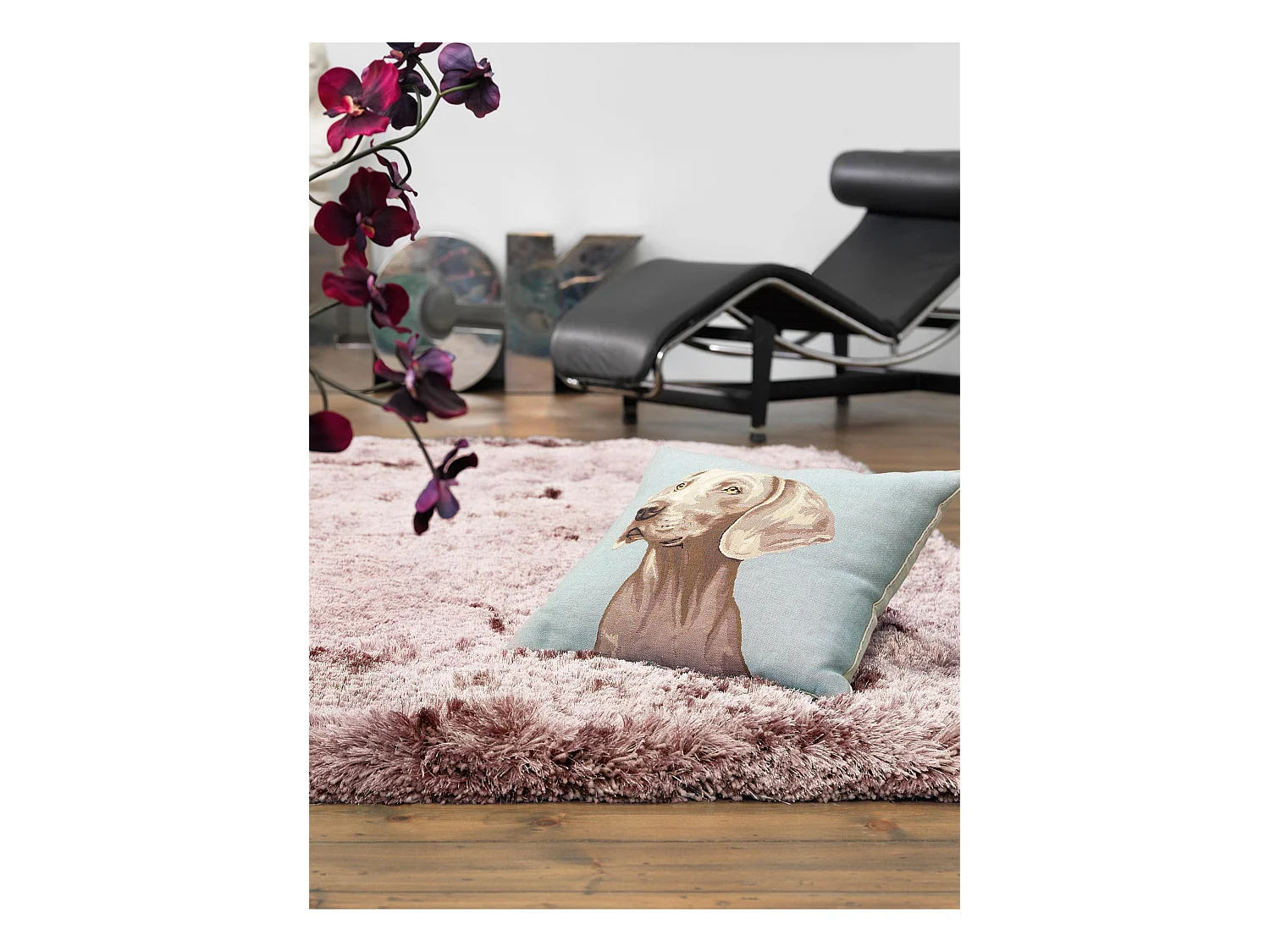 Tapis à poils longs rond Bright Mauve ø 150 cm rond