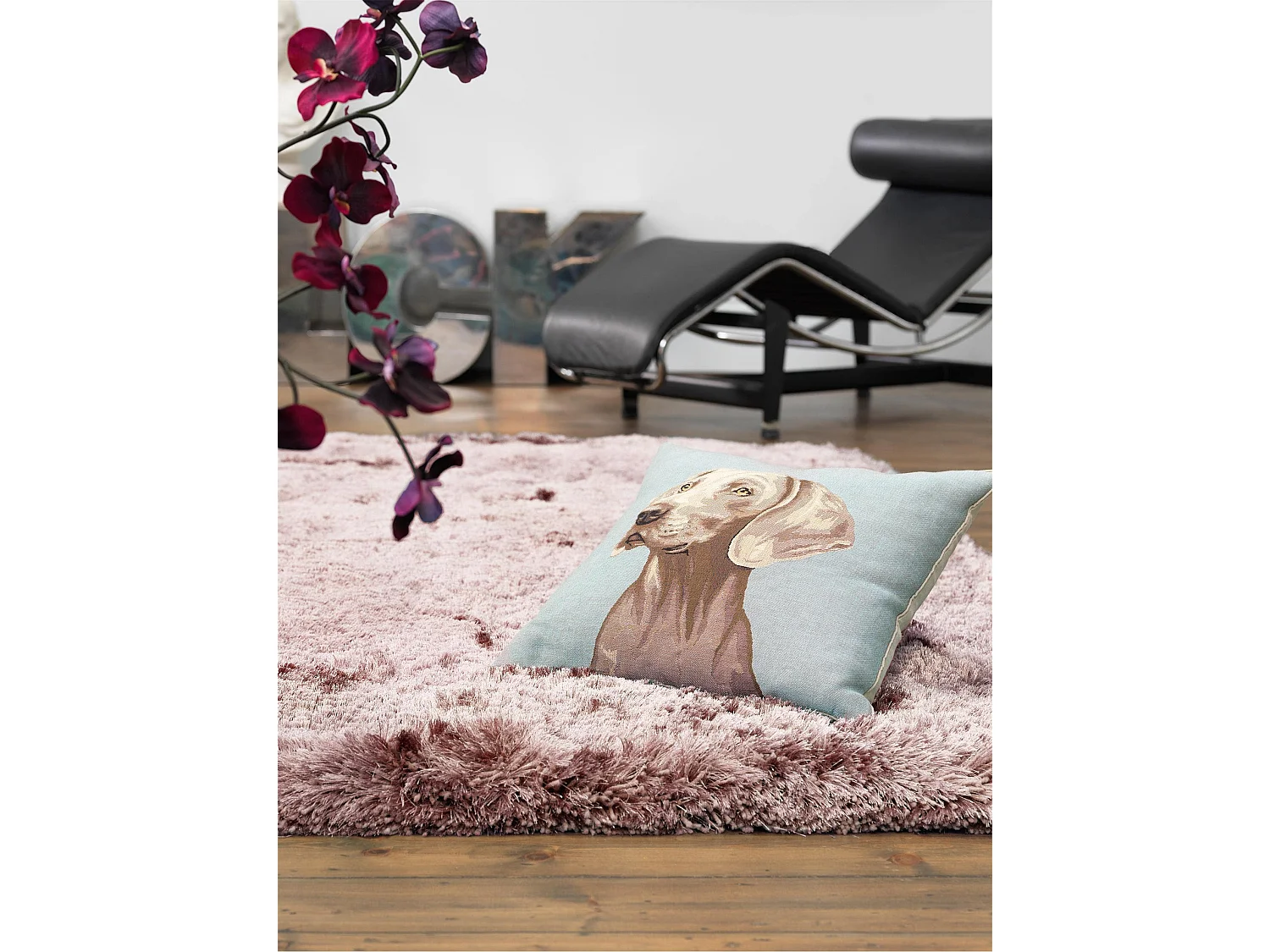Tapis à poils longs rond Bright Mauve ø 150 cm rond