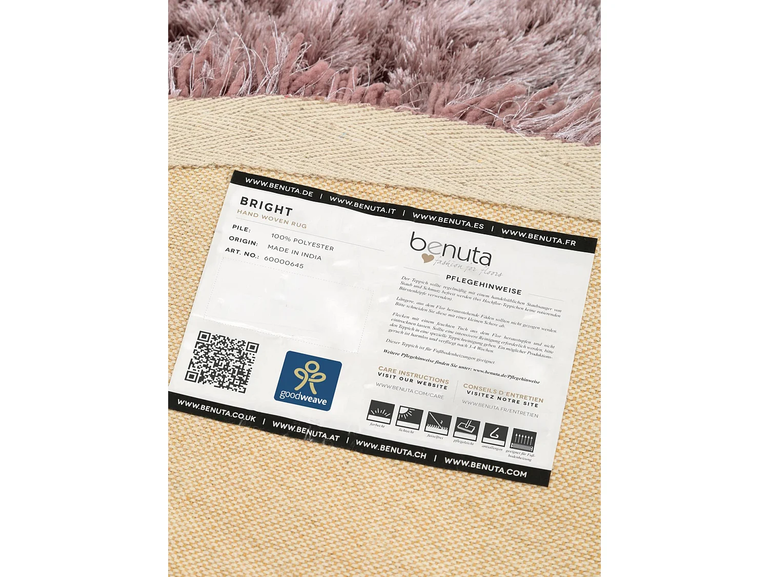 Tapis à poils longs rond Bright Mauve ø 150 cm rond