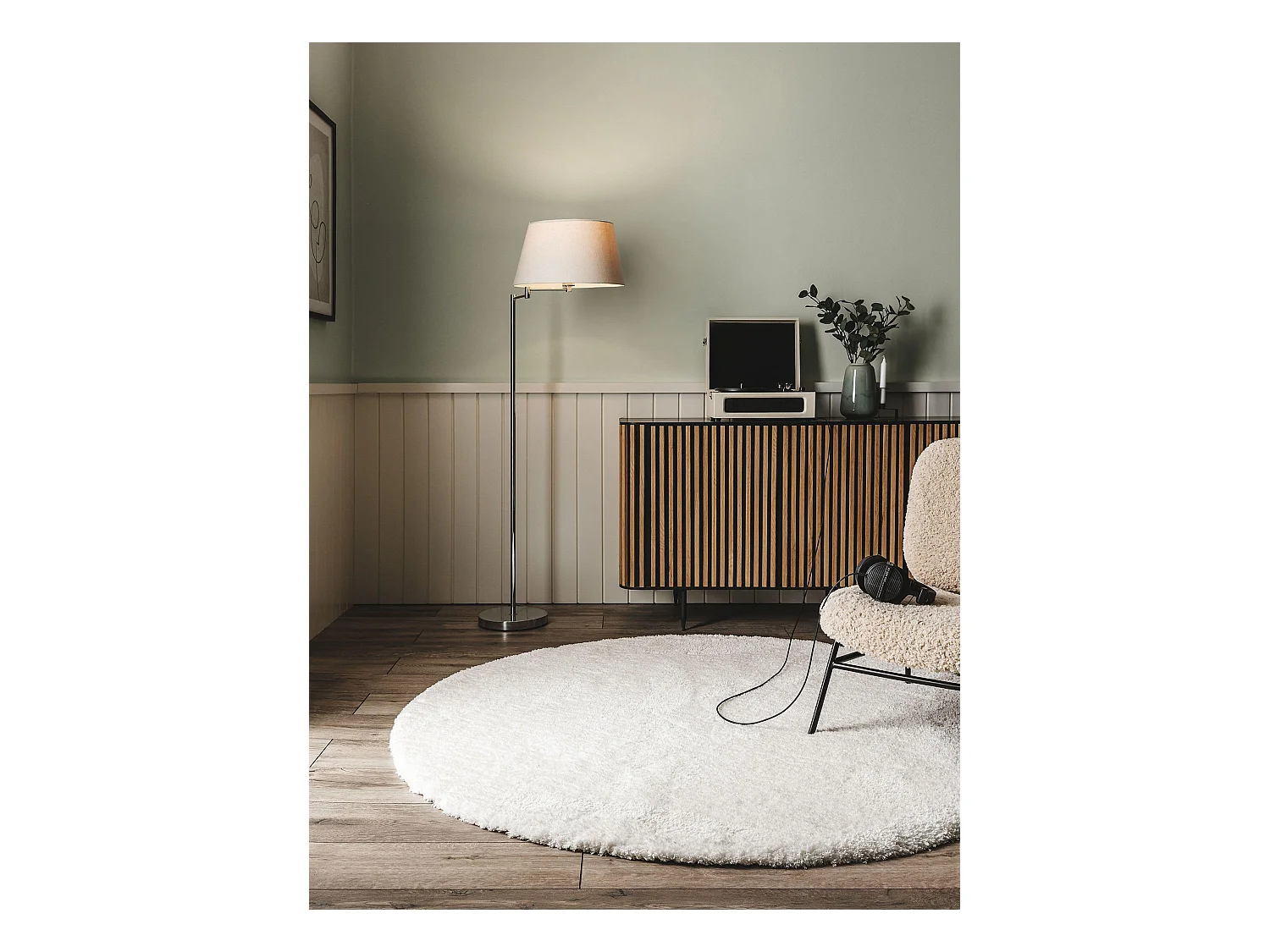 Tapis à poils longs rond Cloudy Crème ø 80 cm rond