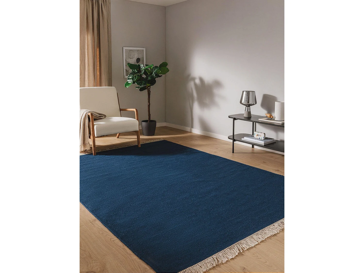 Tapis de laine Liv Bleu foncé 170x240 cm