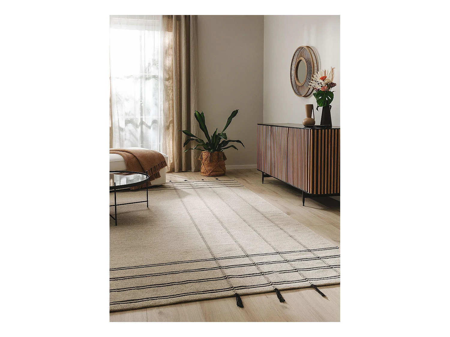Tapis de laine Kambiz Beige/Noir 120x170 cm