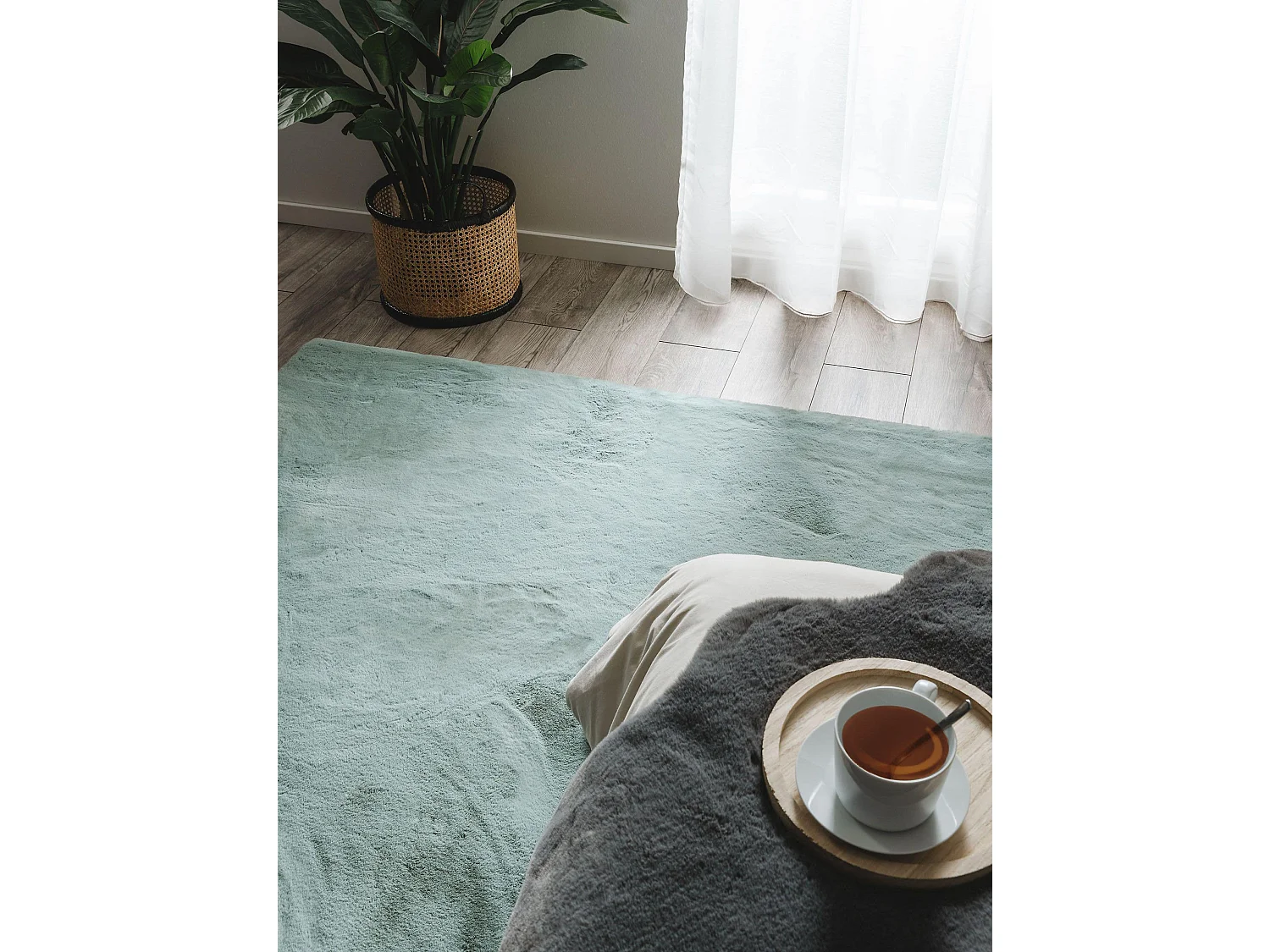 Tapis de fourrure Dave Menthe 120x170 cm