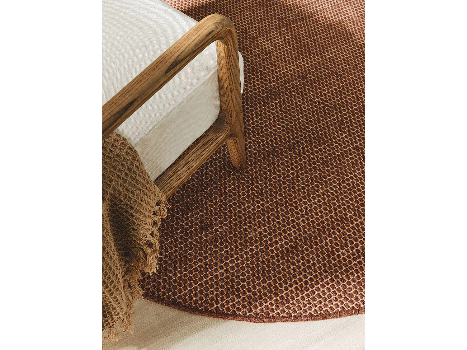 Tapis en laine rond Rocco Marron ø 150 cm rond