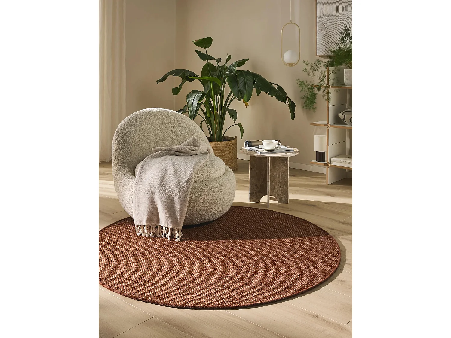 Tapis en laine rond Rocco Marron ø 150 cm rond