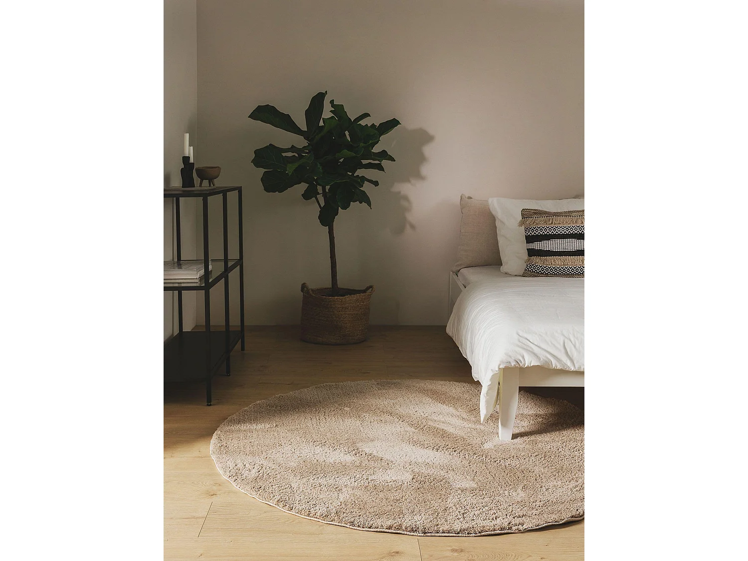 Tapis à poils longs rond Soda Beige ø 160 cm rond