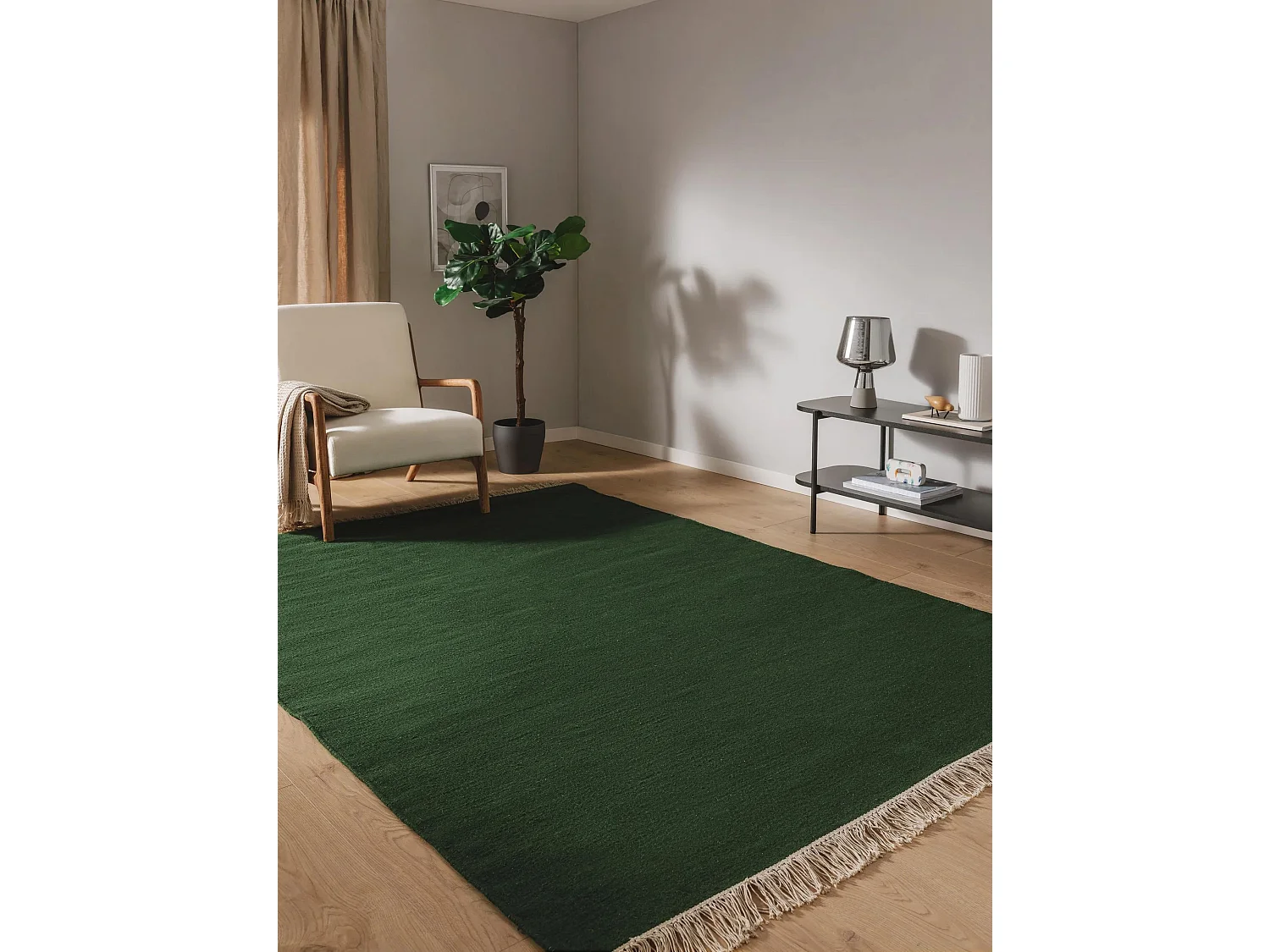 Tapis de laine Liv Vert foncé 60x100 cm