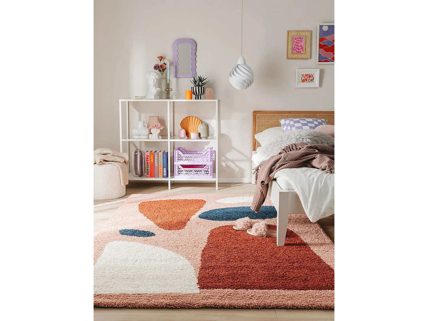 Tapis à poils longs Louise Multicouleur 140x200 cm