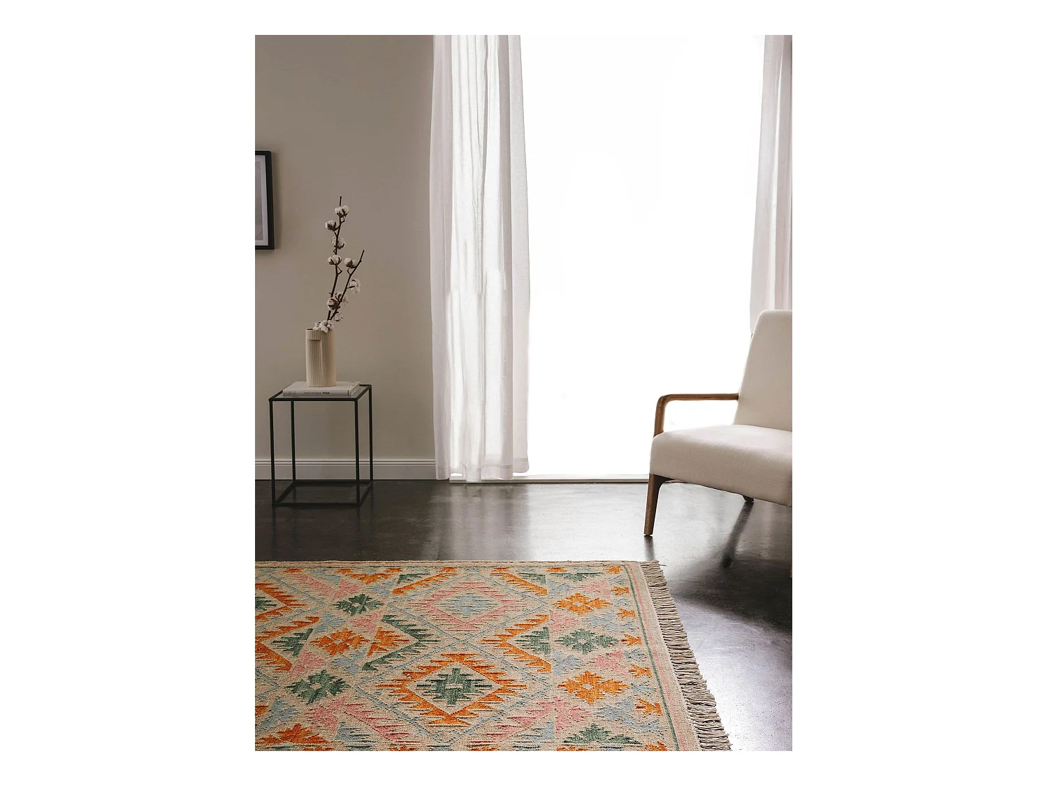 Kelim tissé à la main Zohra Multicouleur/Beige 200x300 cm