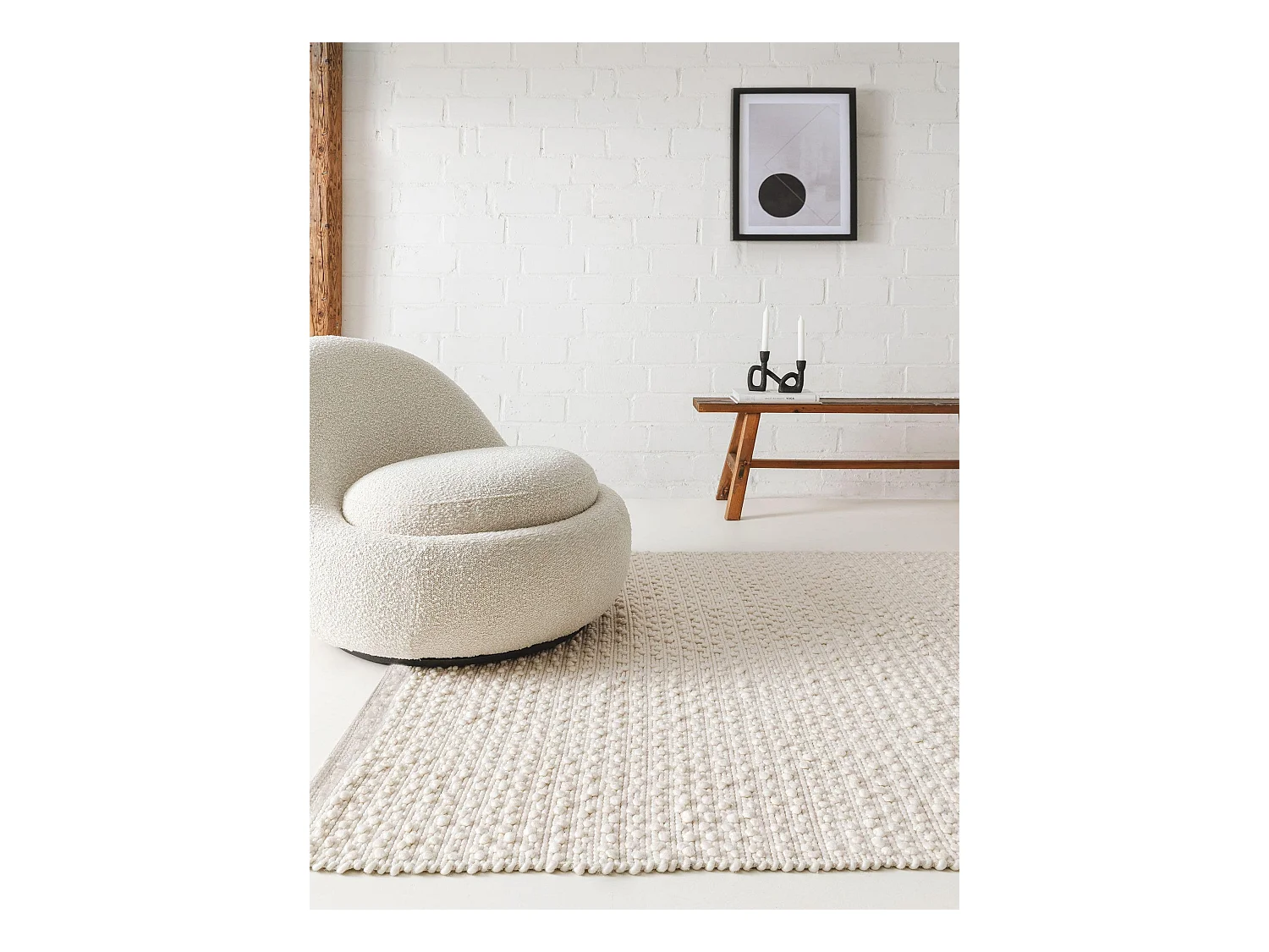 Tapis de laine Lana Crème 80x150 cm