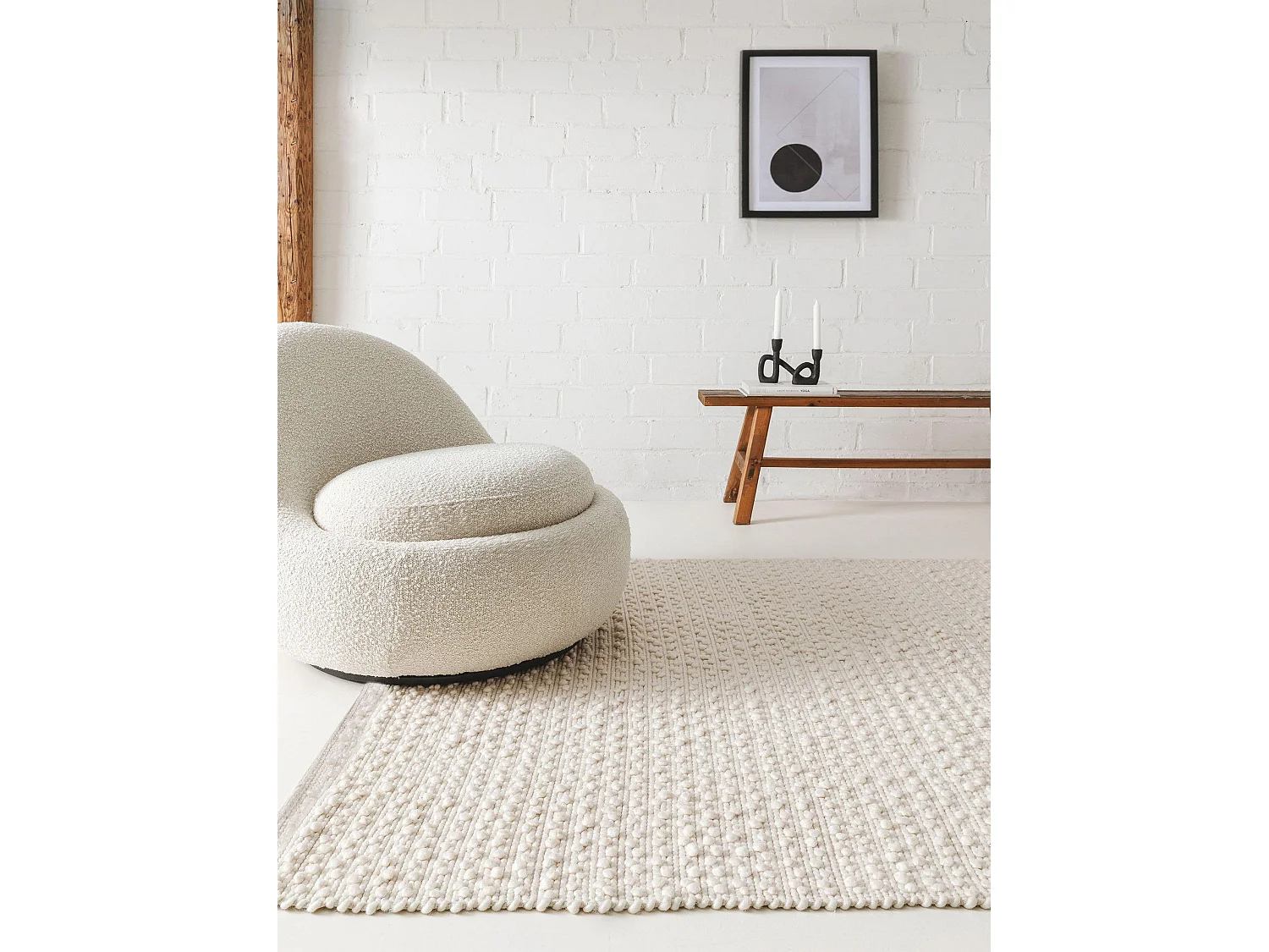 Tapis de laine Lana Crème 80x150 cm