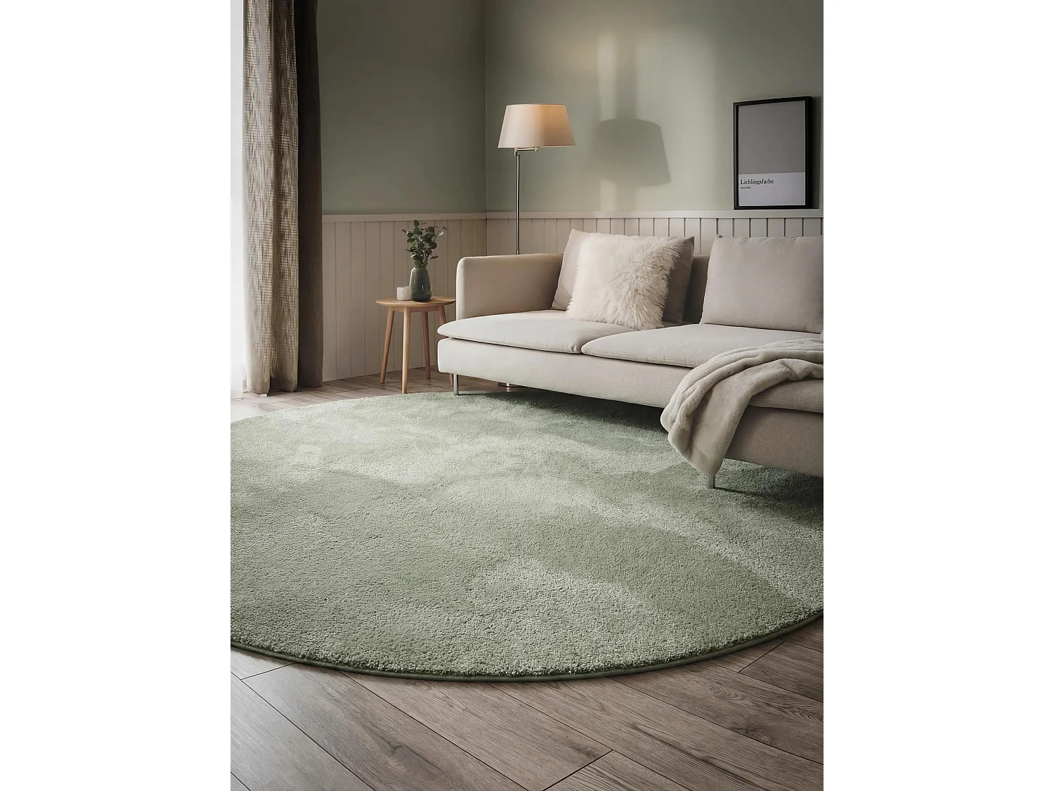 Tapis à poils longs rond Soda Vert clair ø 120 cm rond