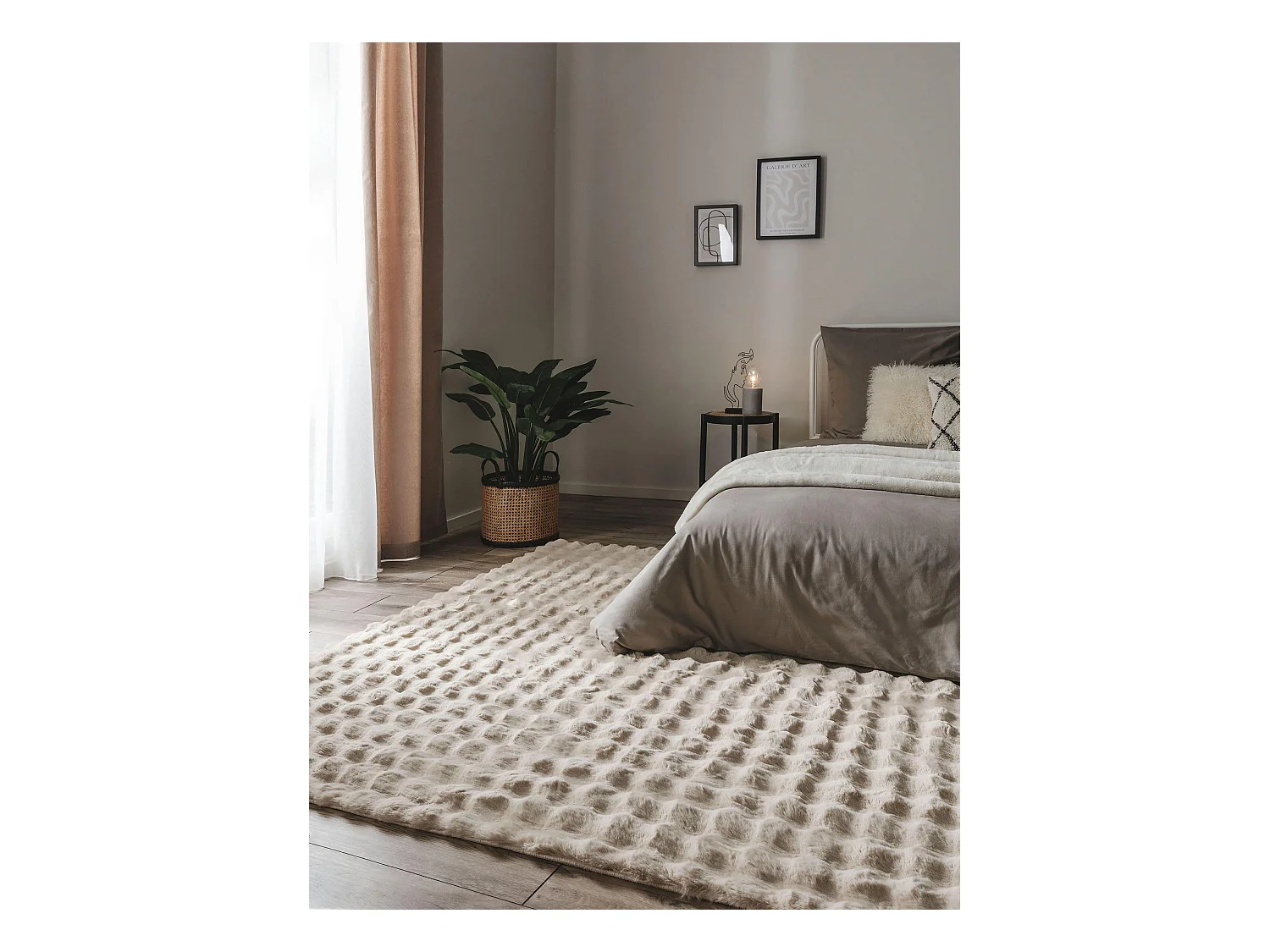 Tapis de fourrure Dave Beige 200x300 cm