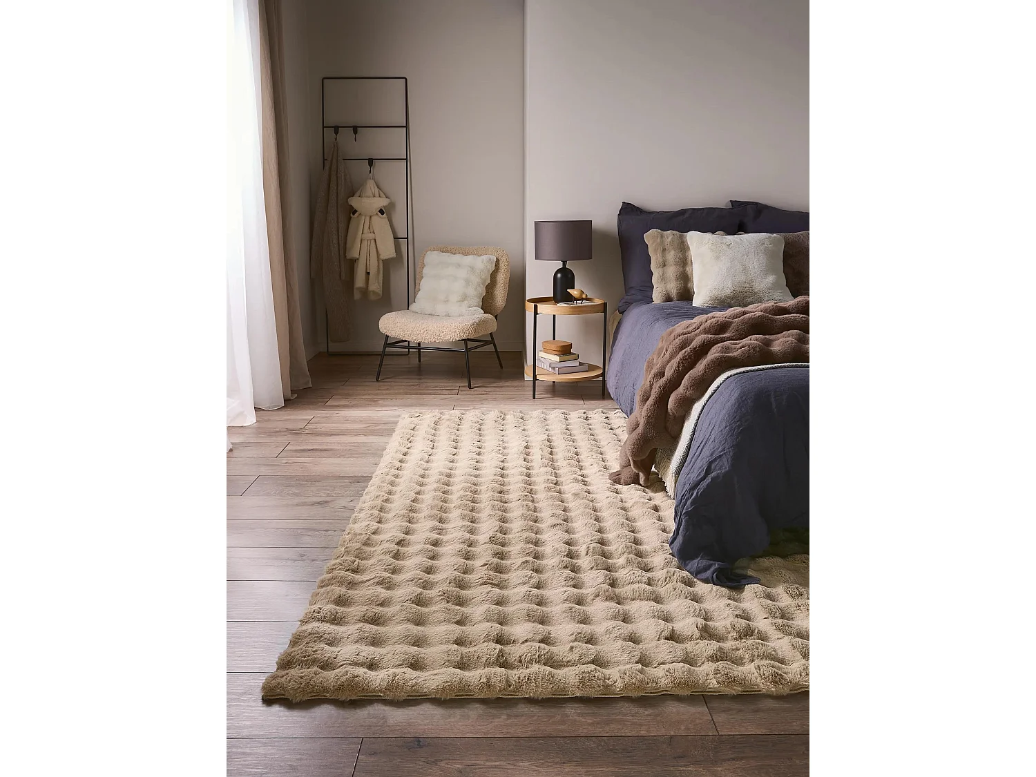 Tapis de fourrure Dave Beige 200x300 cm