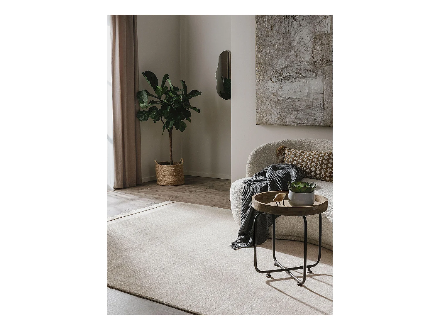 Tapis fabriqué à partir de matériaux recyclés Jade Crème 120x170 cm