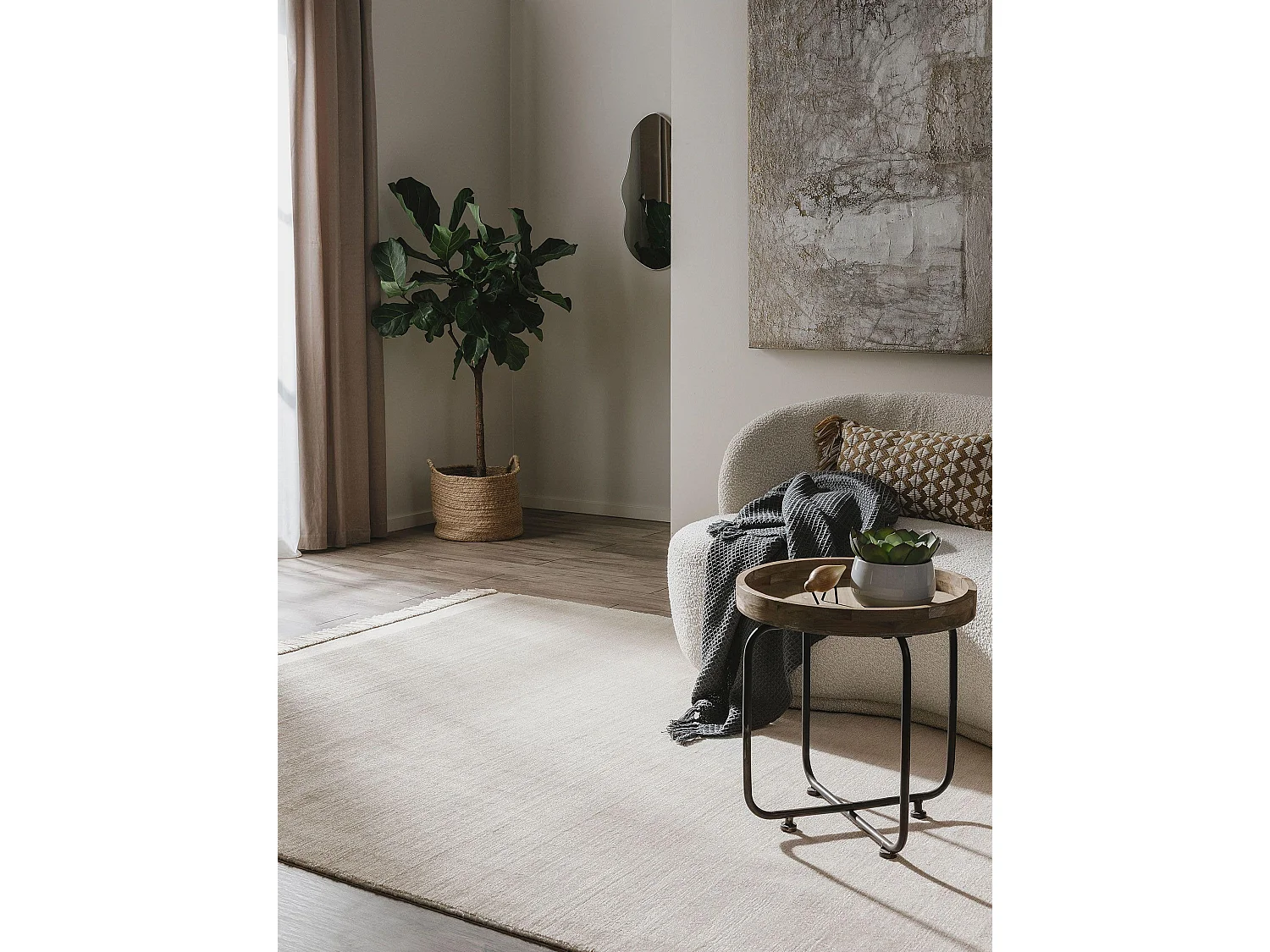 Tapis fabriqué à partir de matériaux recyclés Jade Crème 120x170 cm