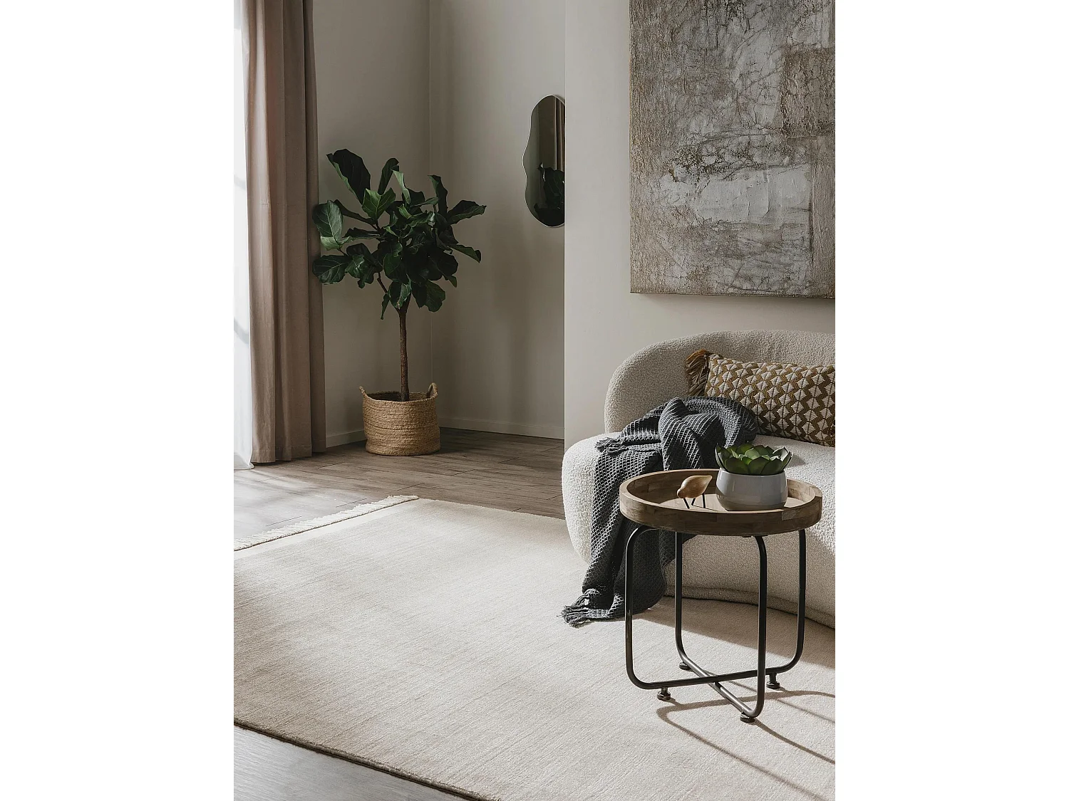 Tapis fabriqué à partir de matériaux recyclés Jade Crème 120x170 cm